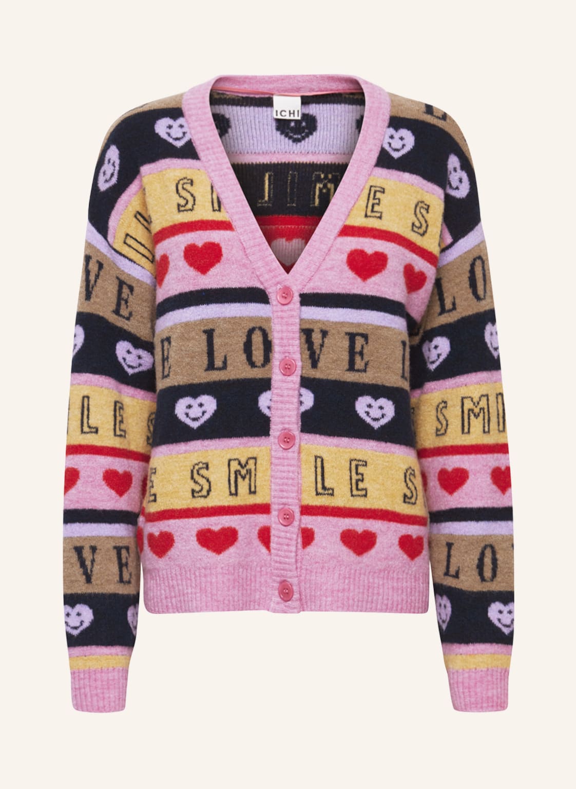 Image of Ichi Strickjacke Ihmotif rosa