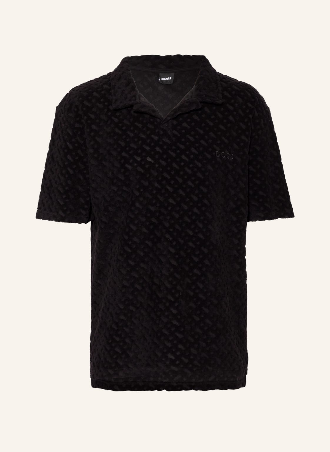 Image of Boss Frottee-Poloshirt schwarz