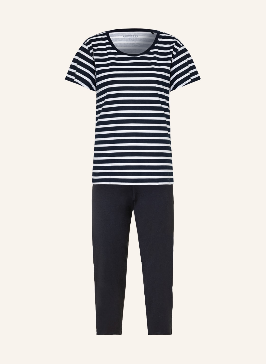 Image of Schiesser 3/4-Schlafanzug Essential Stripes blau