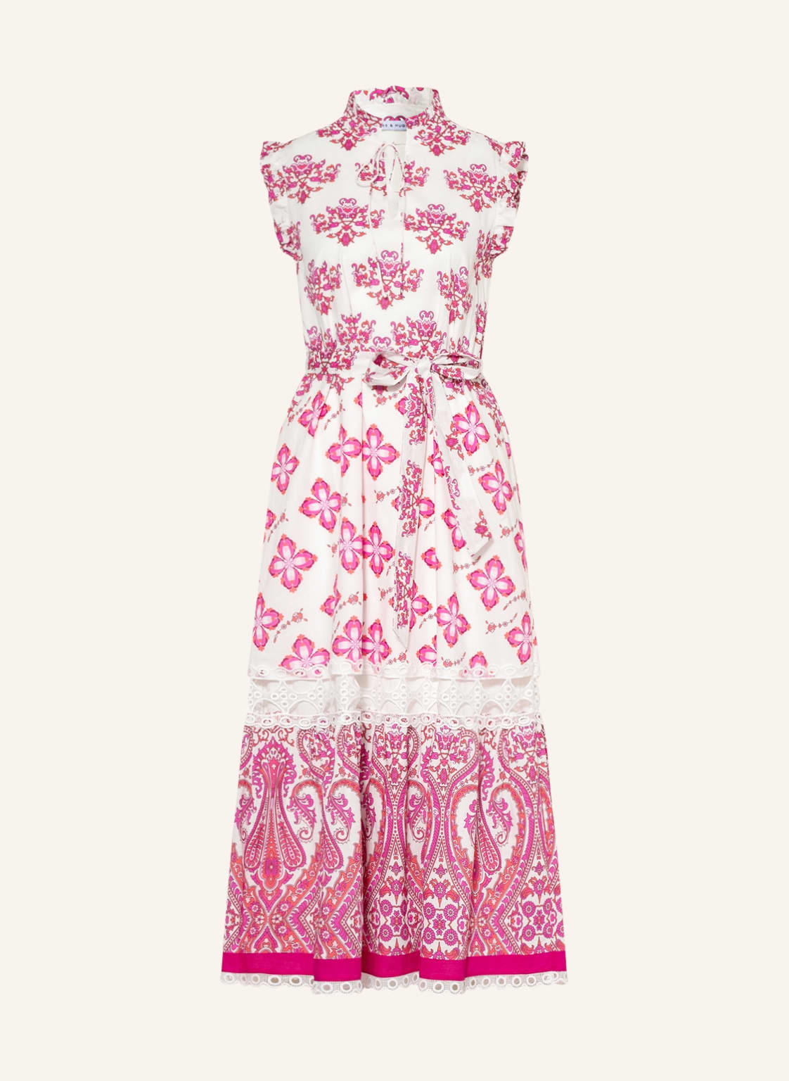 Image of Mrs & Hugs Kleid Mit Rüschen Und Lochspitze pink