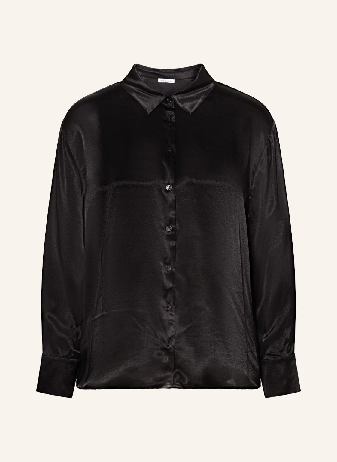 Image of Mrs & Hugs Hemdbluse Aus Satin schwarz