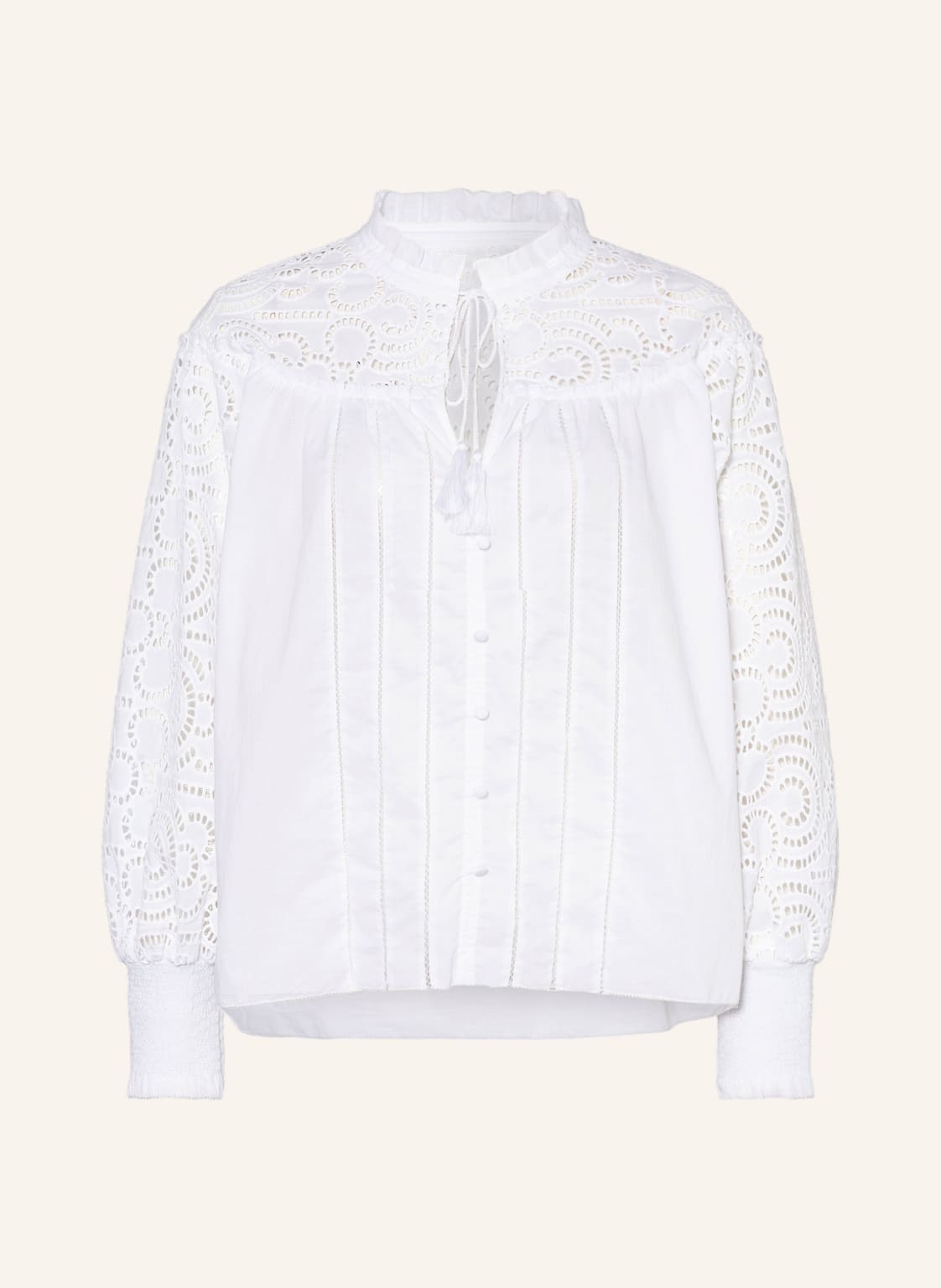 Image of Mrs & Hugs Blusenshirt Mit Lochspitze weiss