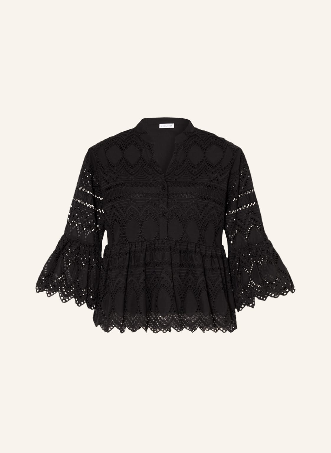 Image of Mrs & Hugs Blusenshirt Aus Lochspitze schwarz