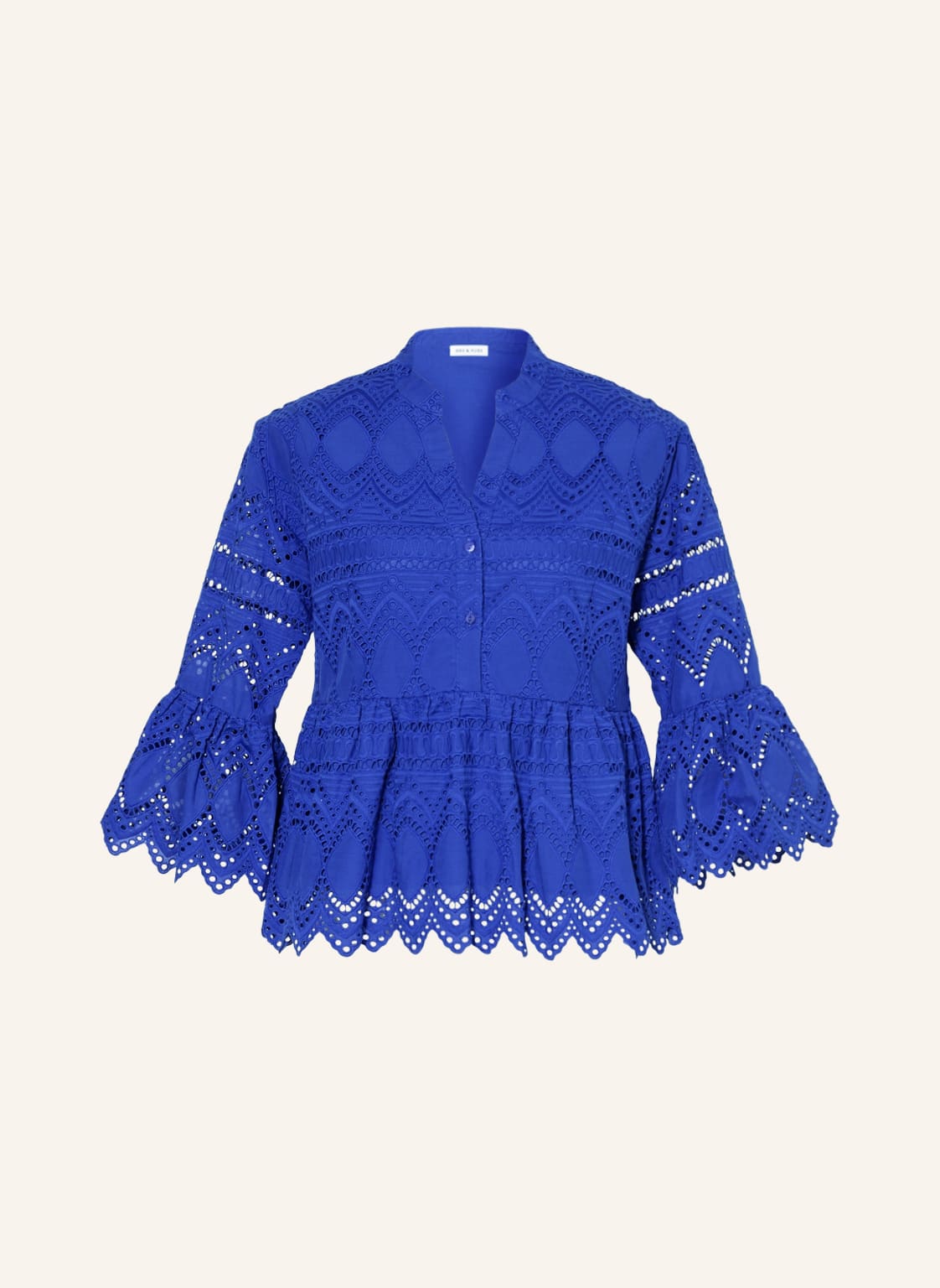 Image of Mrs & Hugs Blusenshirt Aus Lochspitze blau