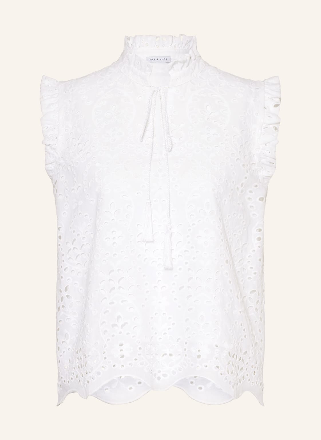 Image of Mrs & Hugs Blusentop Aus Lochspitze weiss