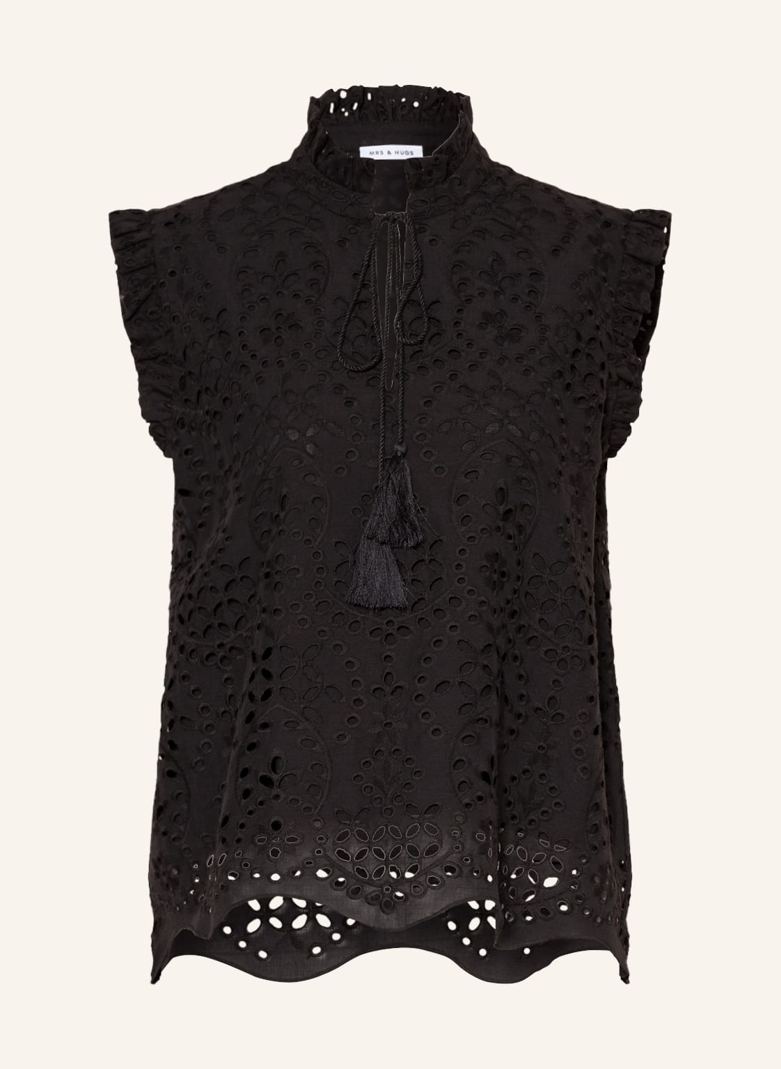 Image of Mrs & Hugs Blusentop Aus Lochspitze schwarz