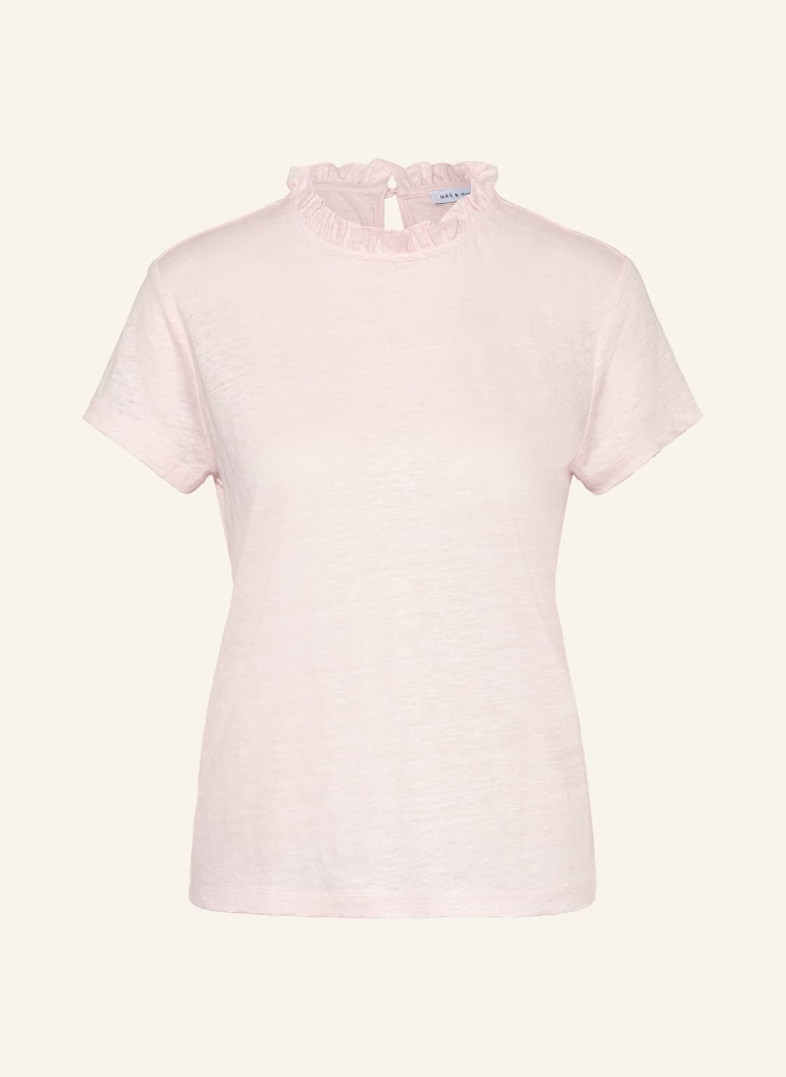 Image of Mrs & Hugs T-Shirt Aus Leinen Mit Rüschen rosa
