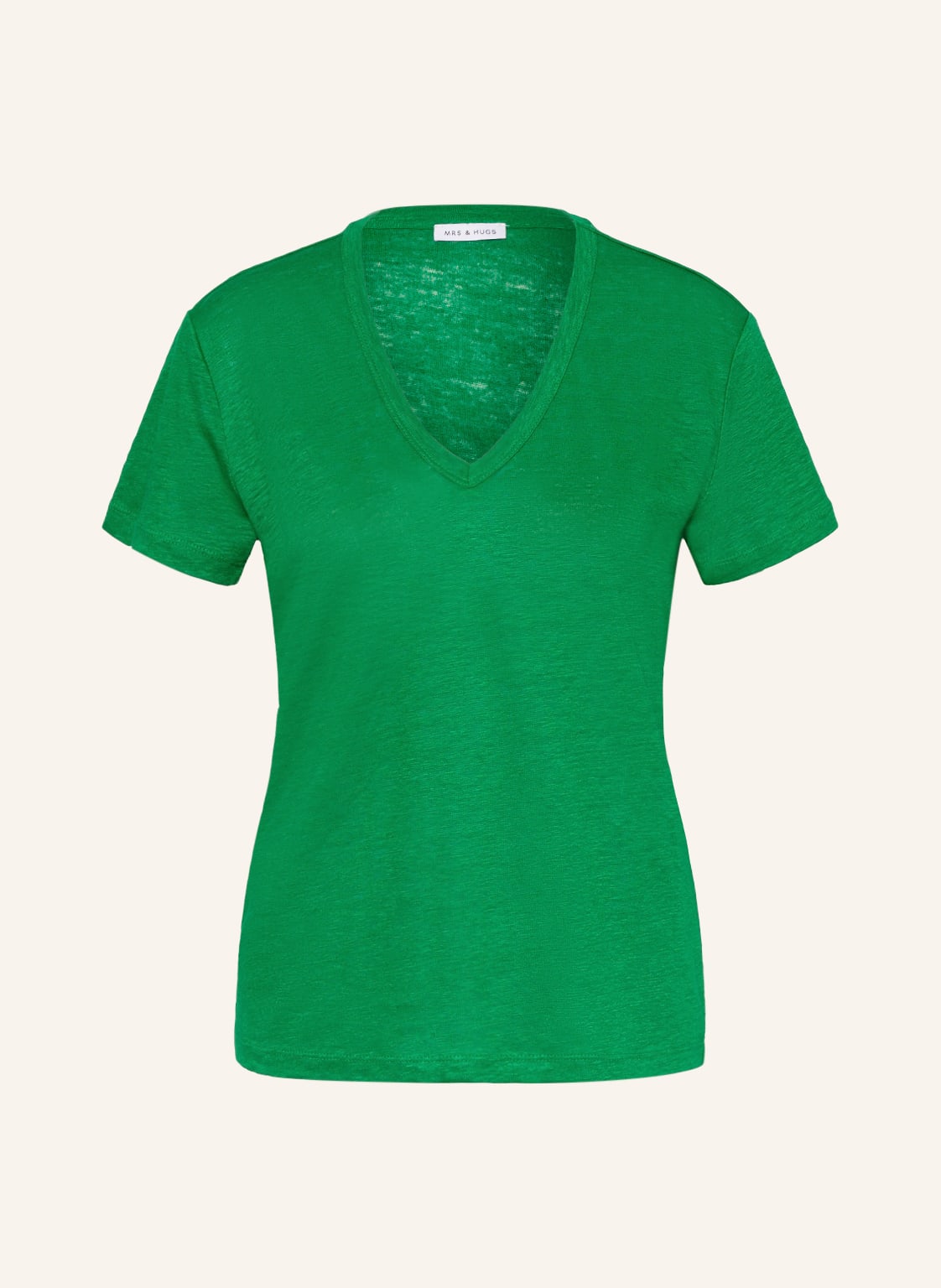 Image of Mrs & Hugs T-Shirt Aus Leinen gruen