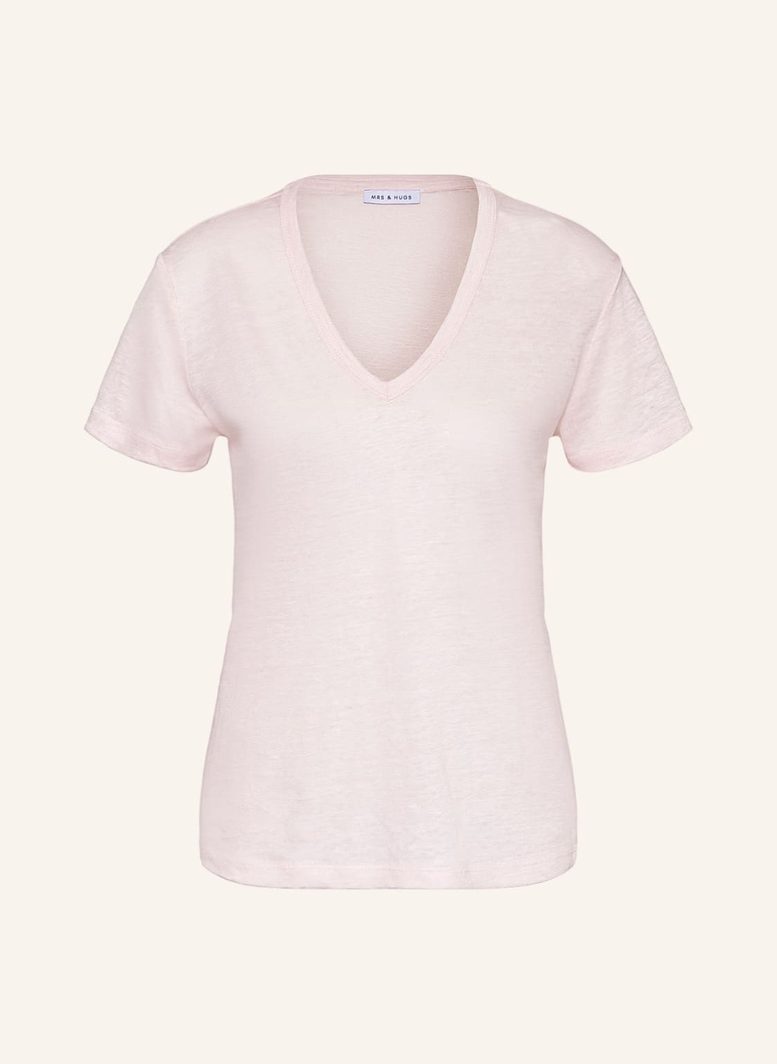 Image of Mrs & Hugs T-Shirt Aus Leinen rosa