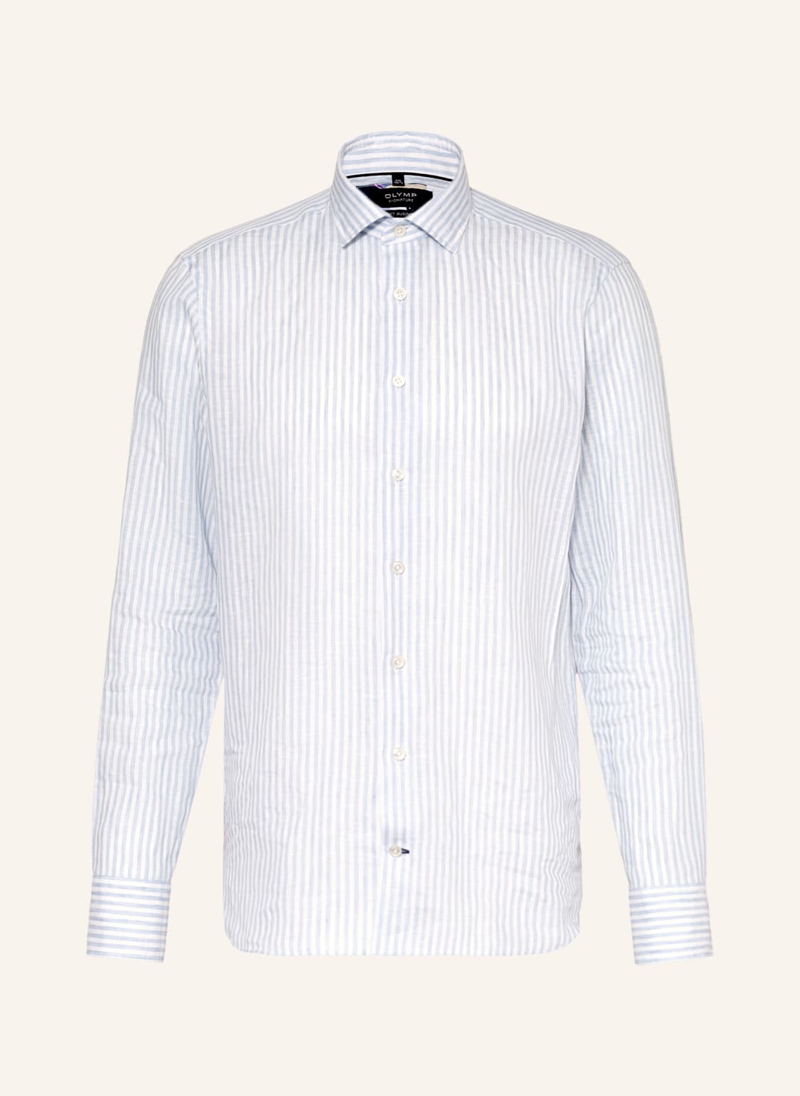 Image of Olymp Signature Leinenhemd Soft Business Tailored Fit blau