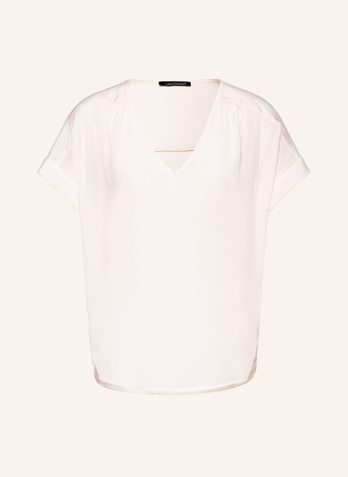 Image of Luisa Cerano Blusentop Im Materialmix weiss