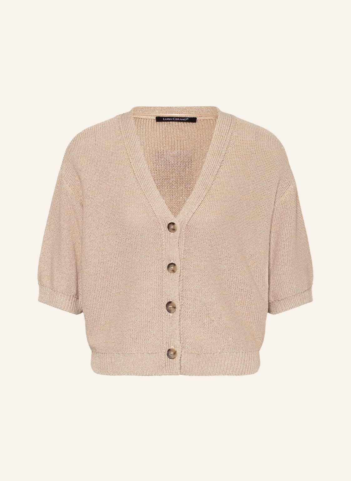 Image of Luisa Cerano Strickjacke Mit 3/4-Arm Und Glanzgarn beige