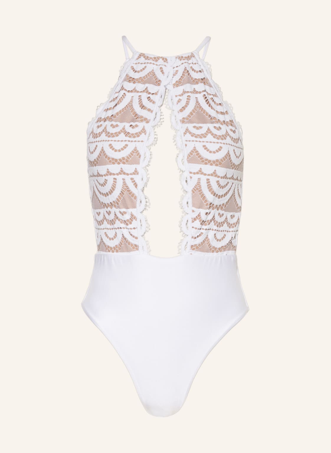 Image of Pilyq High-Neck-Badeanzug Waterlily weiss