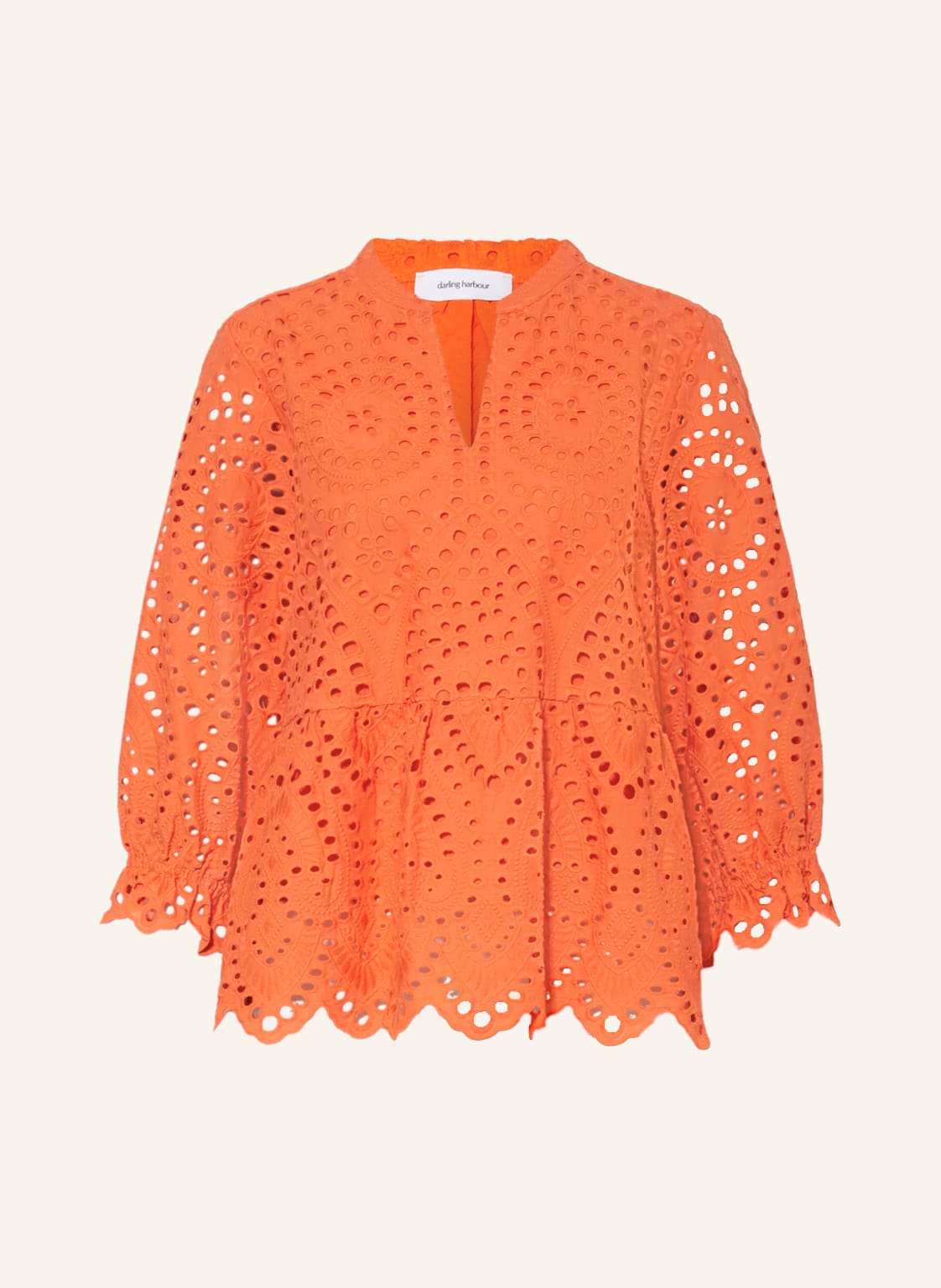 Image of Darling Harbour Blusenshirt Aus Lochspitze orange