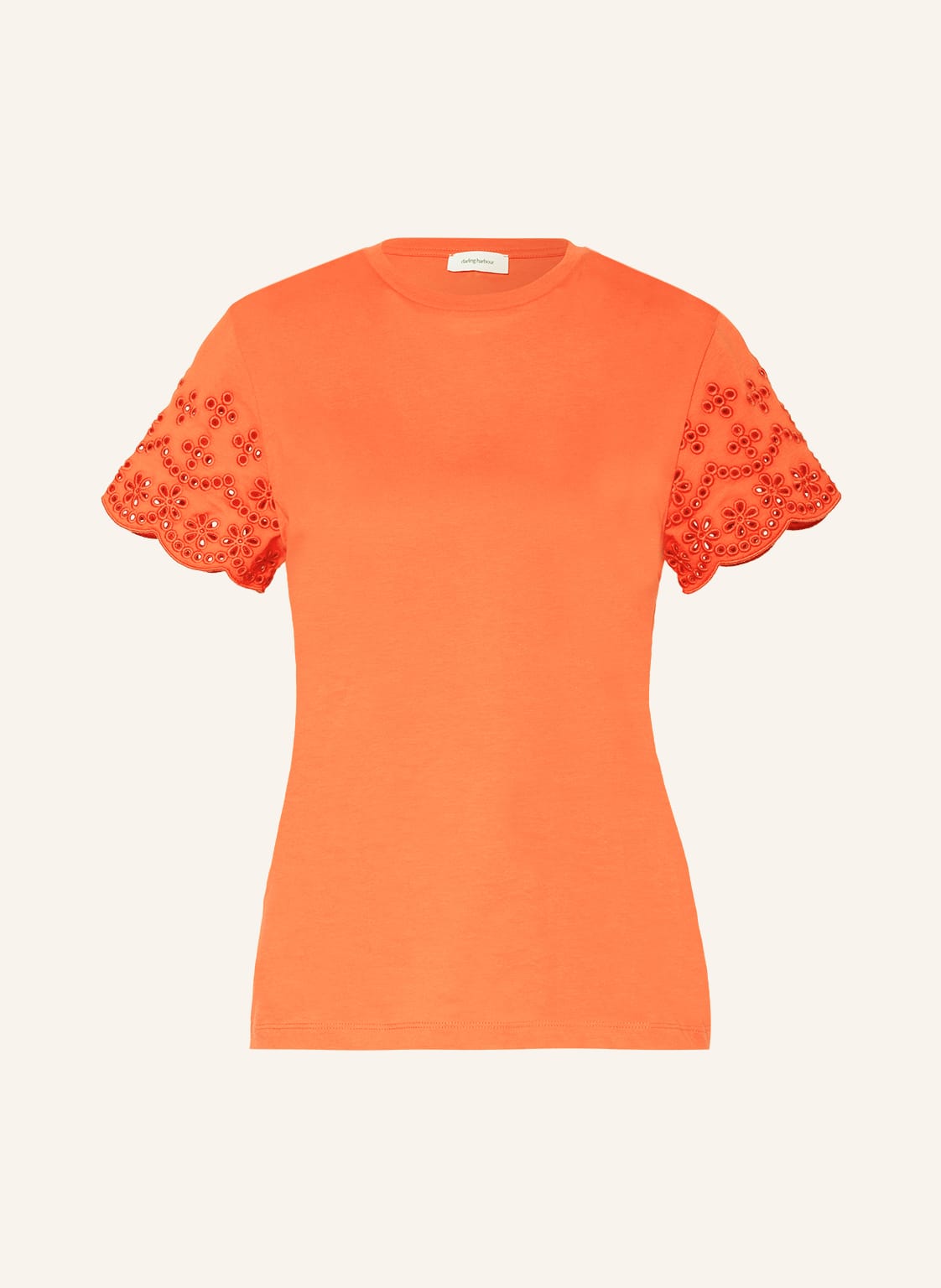 Image of Darling Harbour T-Shirt Mit Lochstickereien orange