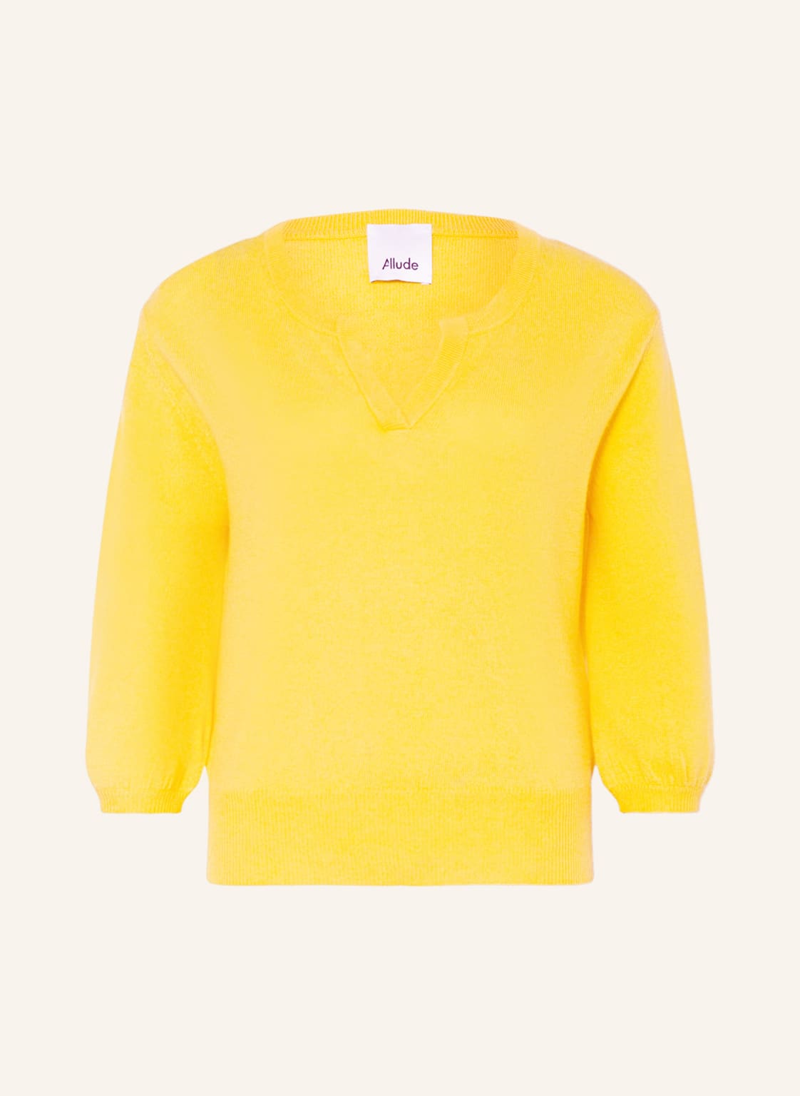 Image of Allude Cashmere-Pullover Mit 3/4-Arm gelb