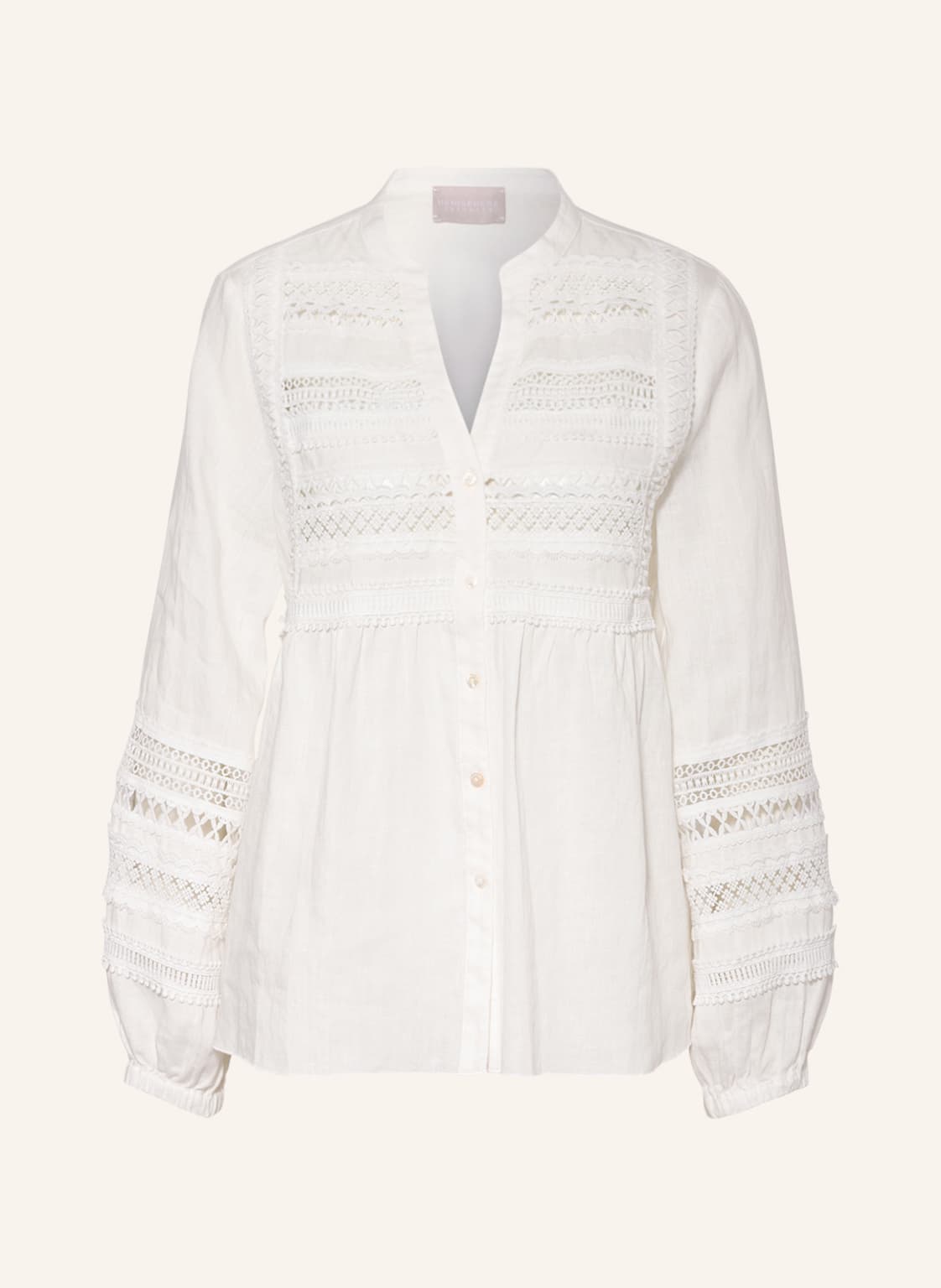 Image of Hemisphere Leinenbluse Rule Mit Lochspitze weiss