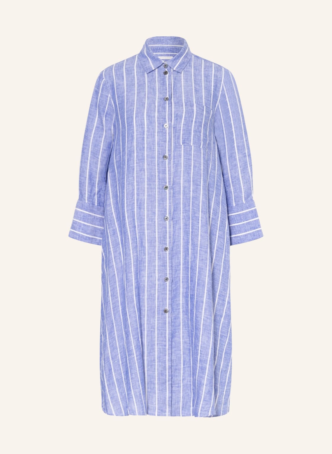 Image of Robert Friedman Hemdblusenkleid Aus Leinen Mit 3/4-Arm blau