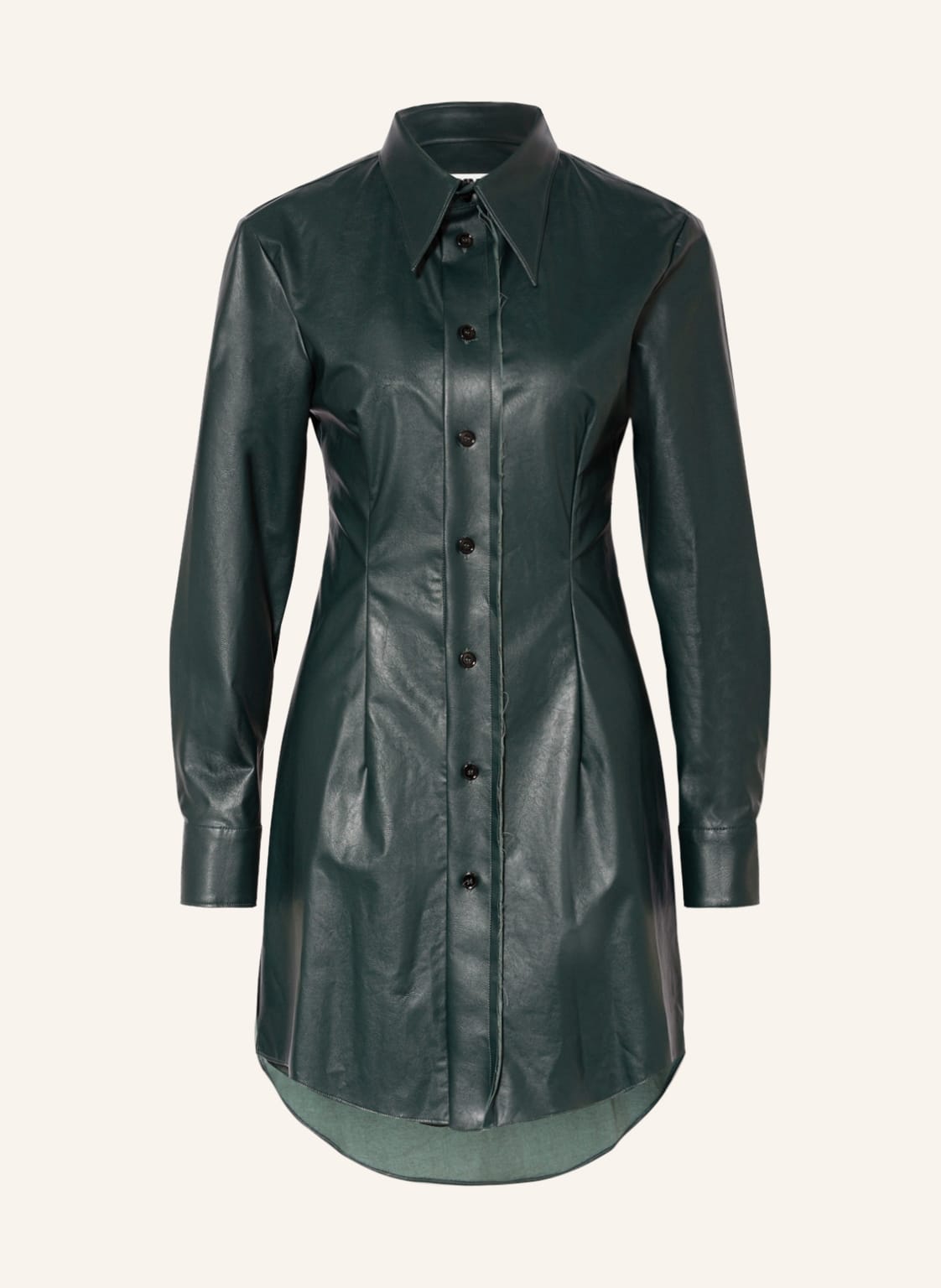 Image of mm6 Maison Margiela Hemdblusenkleid In Lederoptik gruen