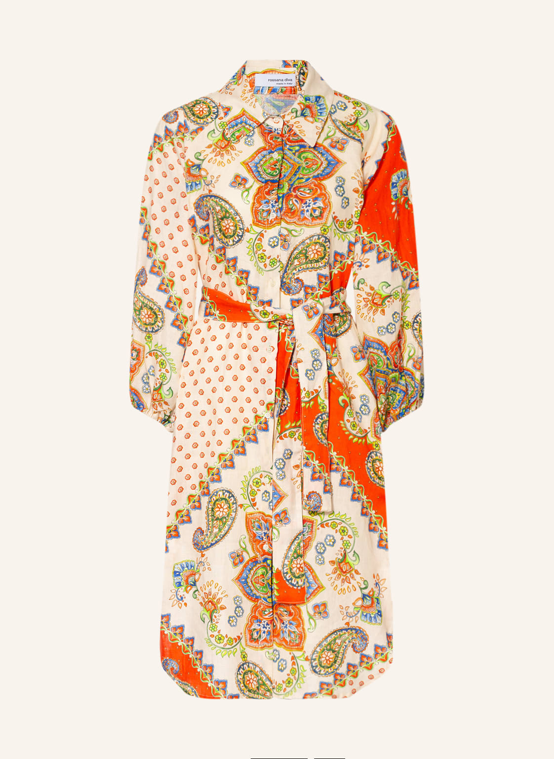 Image of Rossana Diva Hemdblusenkleid Aus Leinen beige