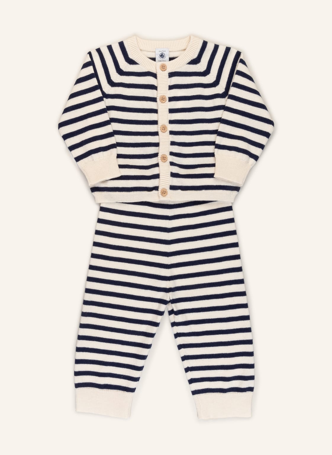 Image of Petit Bateau Set: Strickjacke Und Strickhose weiss
