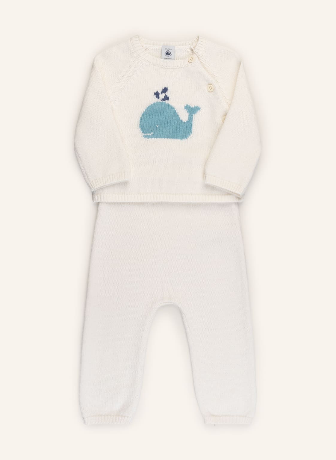 Image of Petit Bateau Set: Pullover Und Strickhose weiss