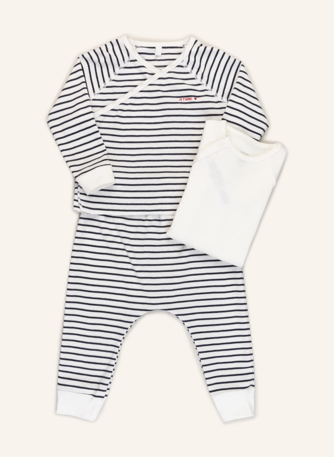 Image of Petit Bateau Set: Shirt, Leggings Und Strampler weiss