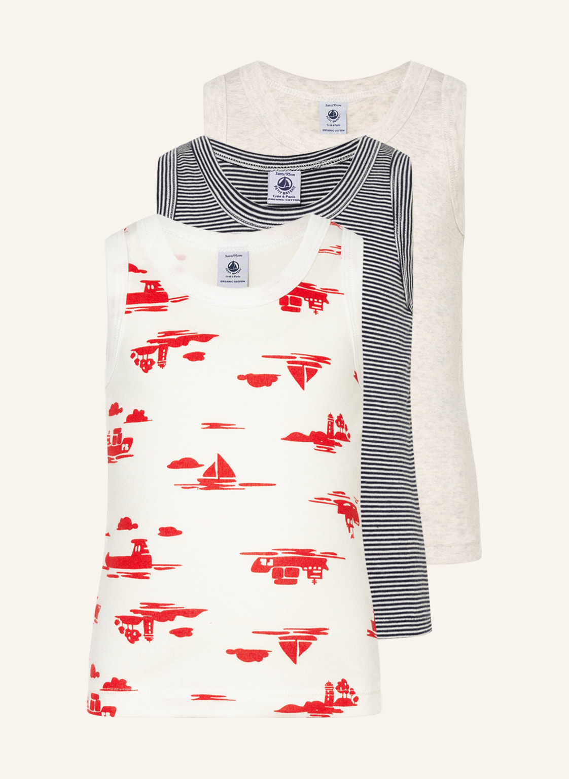 Image of Petit Bateau 3er-Pack Unterhemden weiss