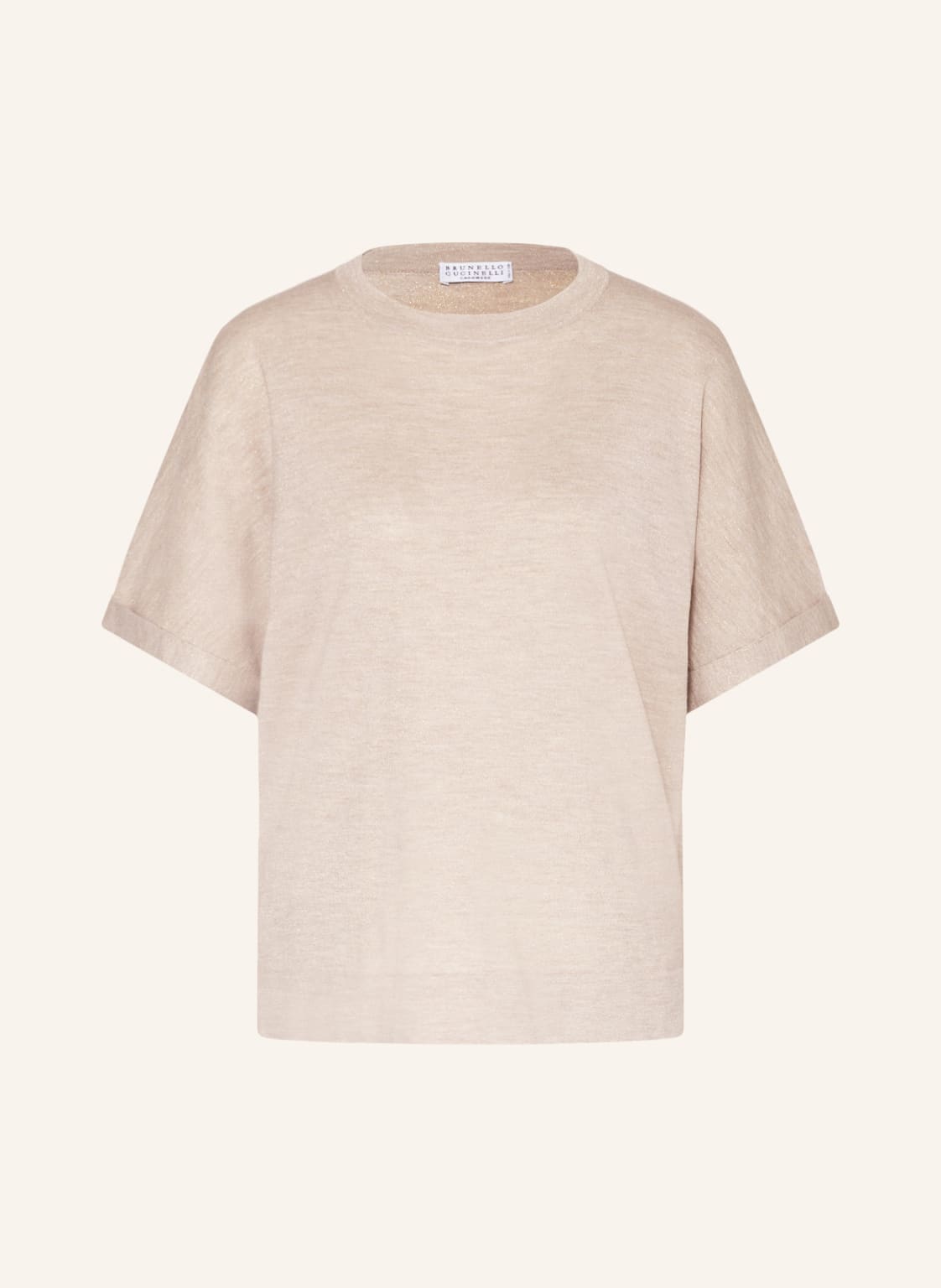 Image of Brunello Cucinelli T-Shirt Mit Cashmere, Seide Und Glitzergarn beige