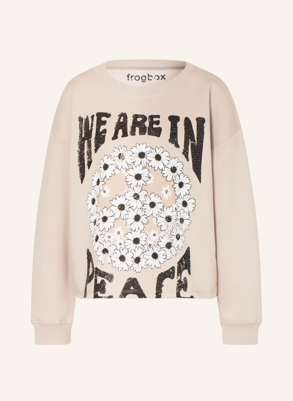 Image of Frogbox Sweatshirt Mit Schmucksteinen Und Pailletten beige
