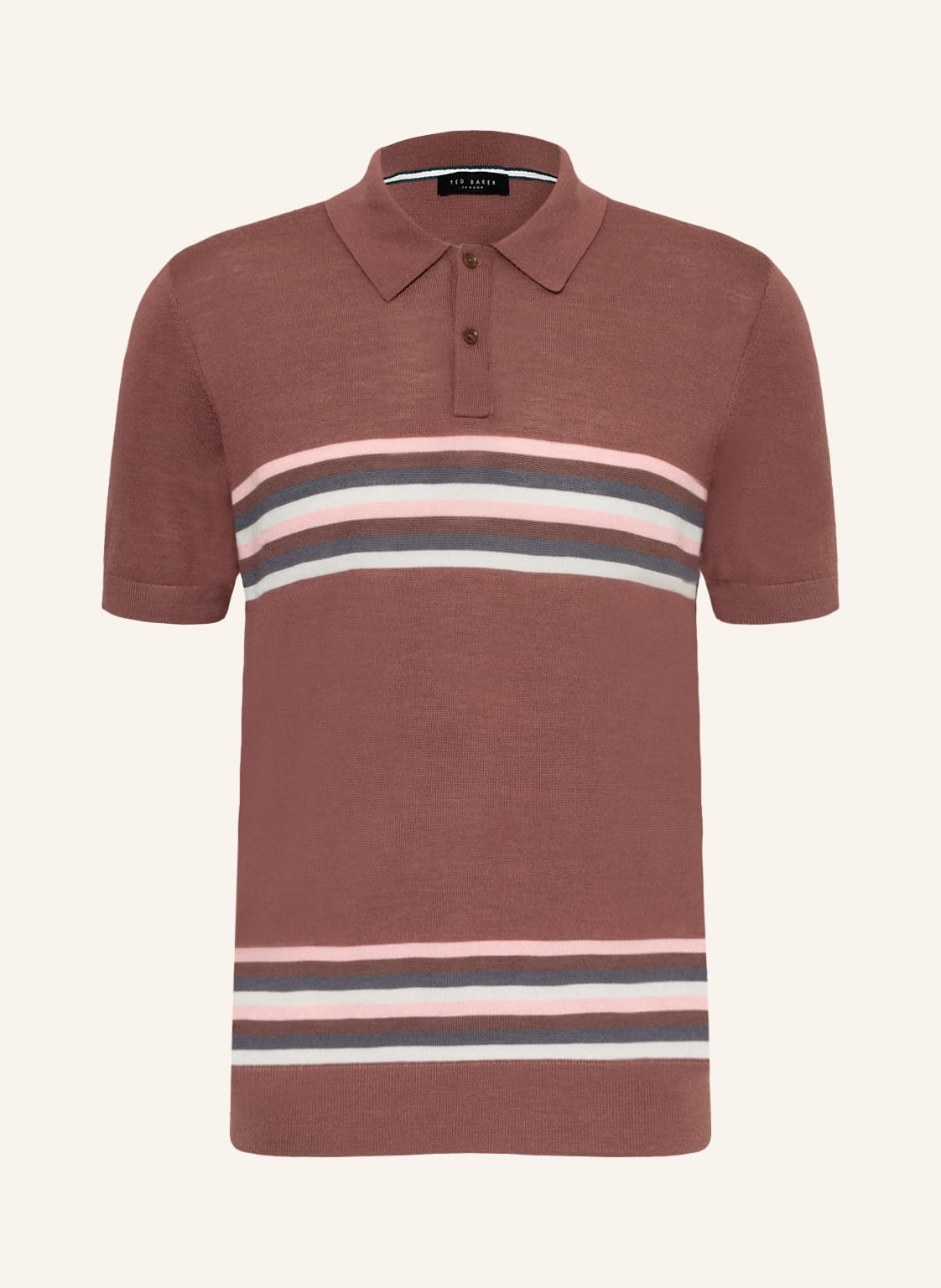 Image of Ted Baker Strick-Poloshirt Pital braun