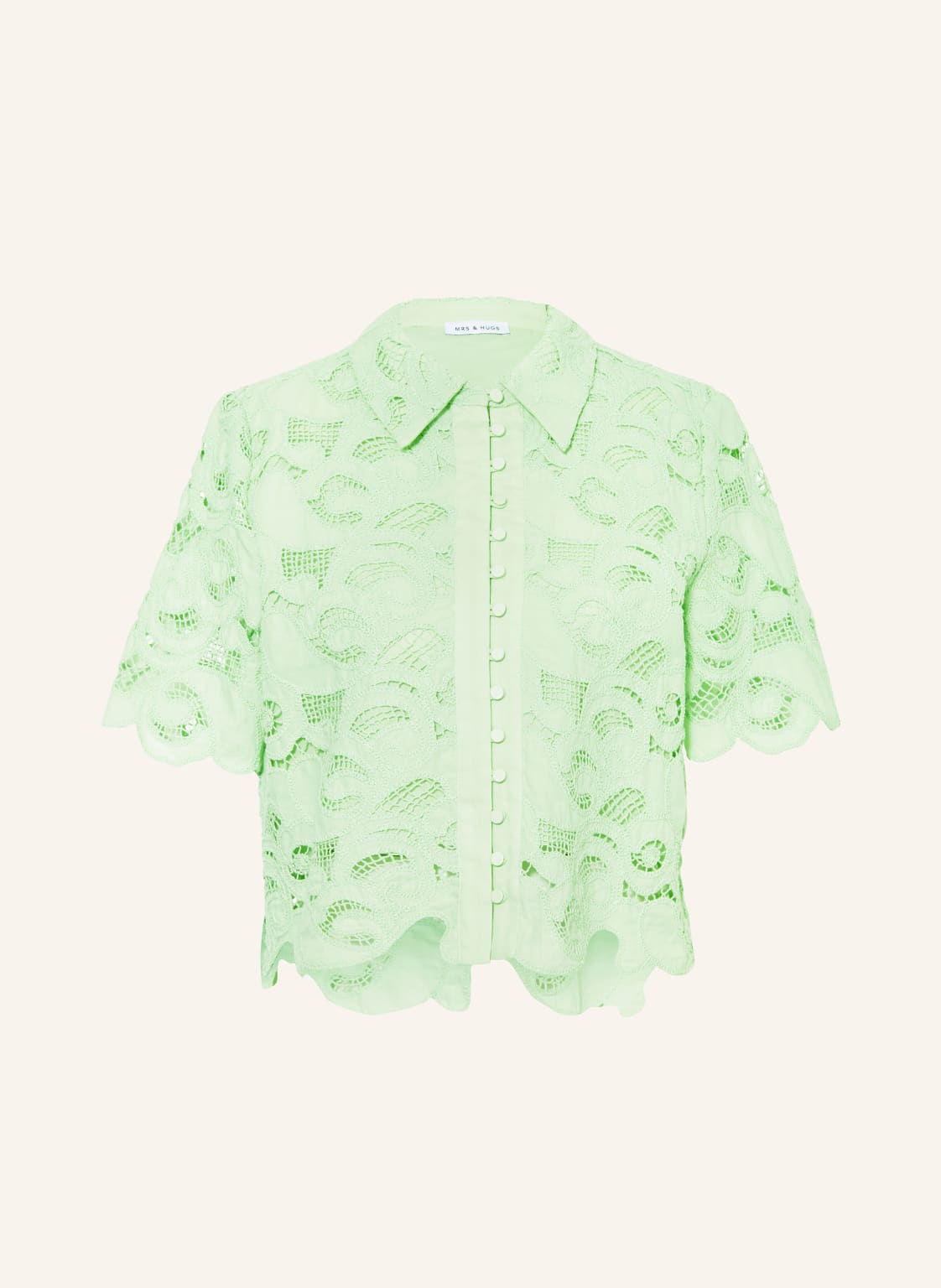 Mrs & Hugs Cropped-Bluse Mit Spitze gruen