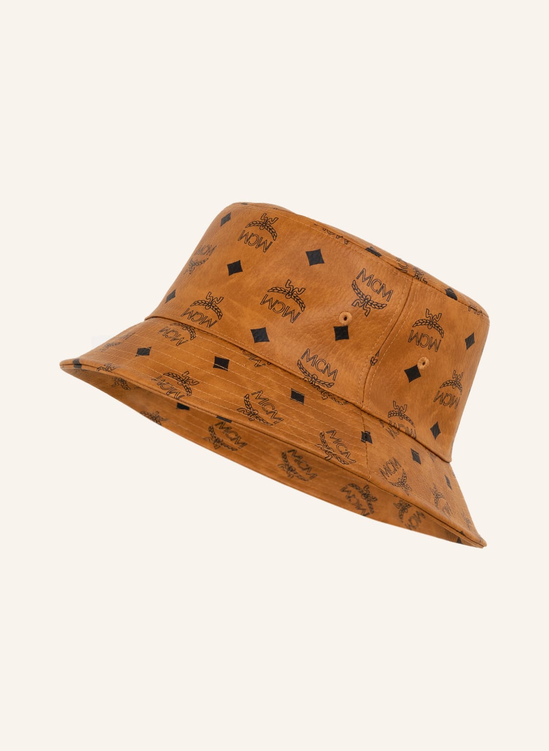 Image of Mcm Bucket-Hat Visetos In Lederoptik braun