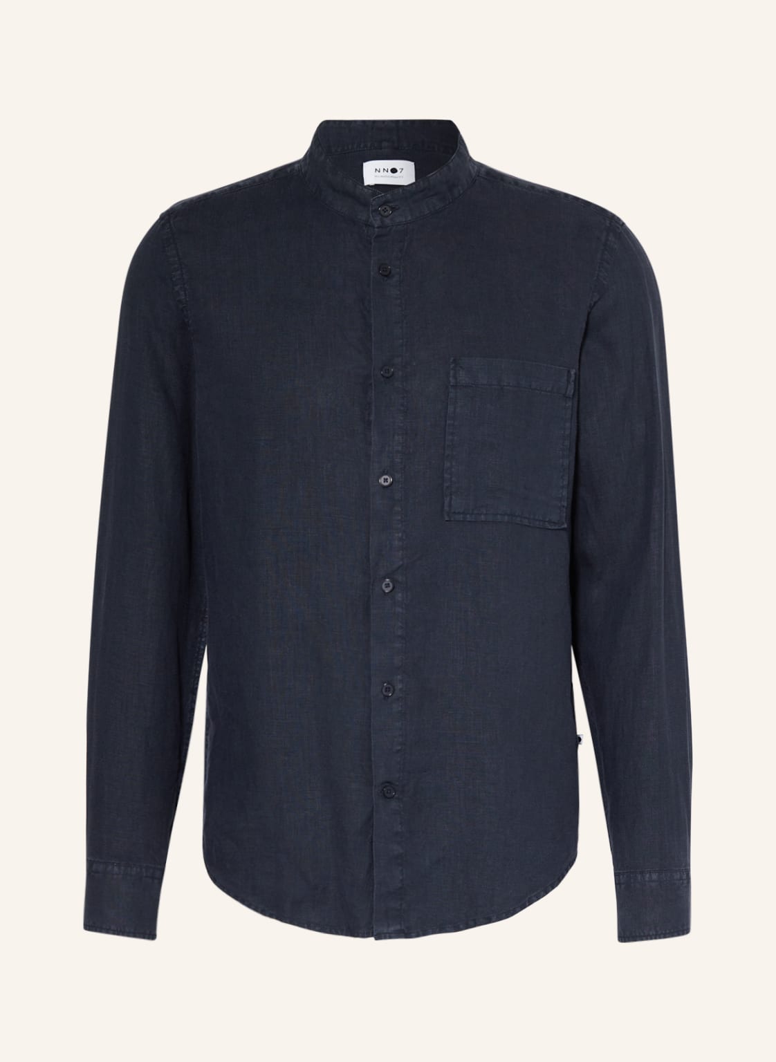 Image of nn07 Leinenhemd Eddie Regular Fit Mit Stehkragen blau
