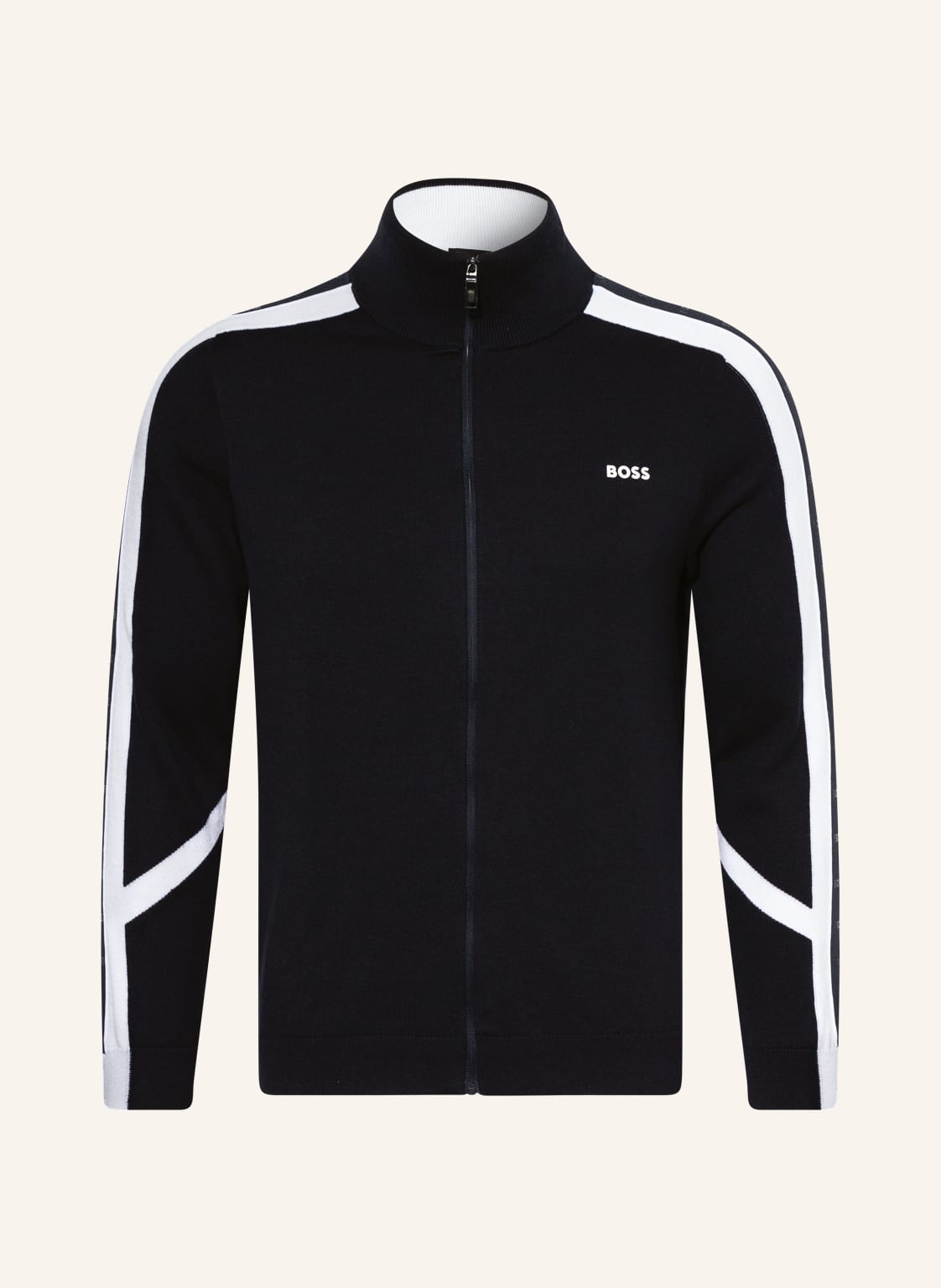 Image of Boss Strickjacke Zuroki Mit Galonstreifen blau