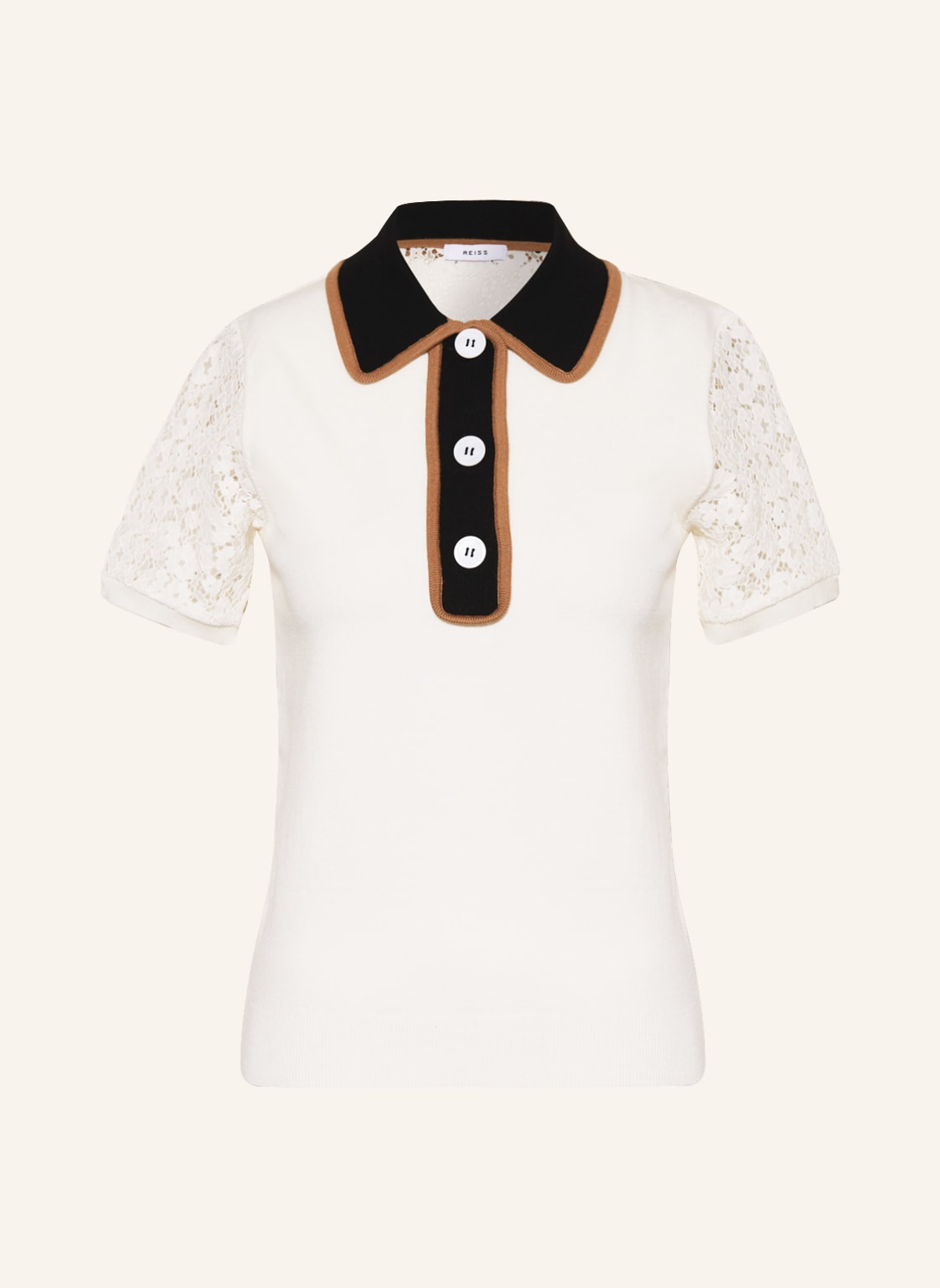 Image of Reiss Pullover Eliza Im Materialmix Mit Spitze weiss