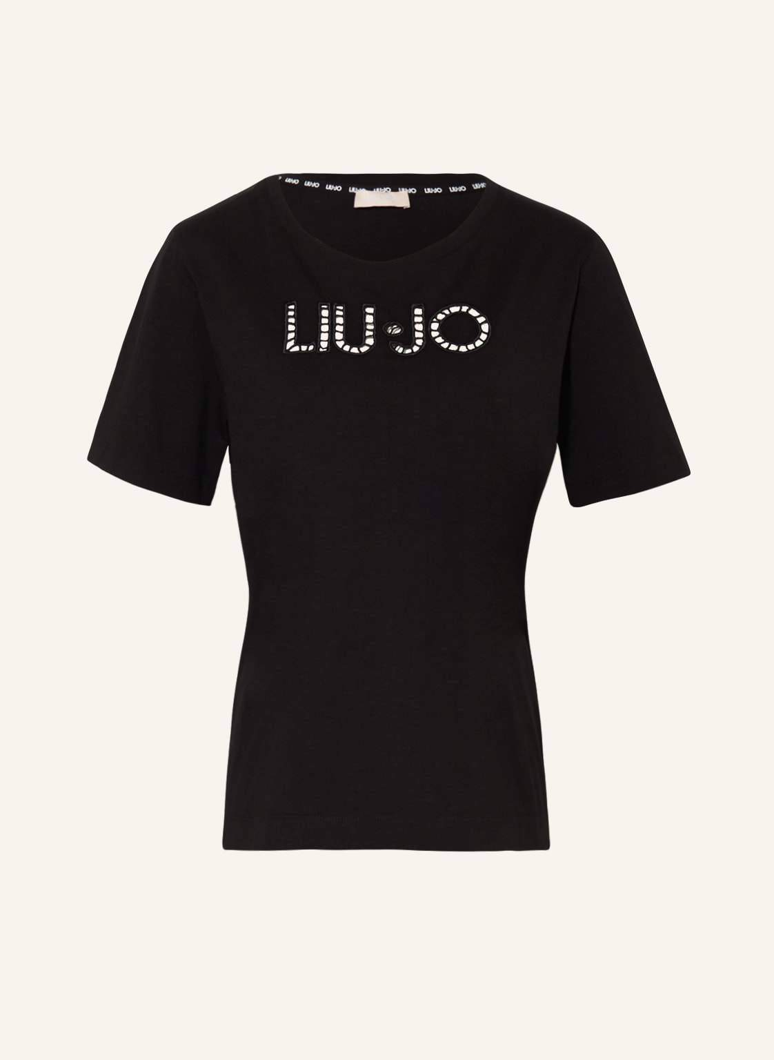 Image of Liu Jo T-Shirt Mit Lochstickereien schwarz