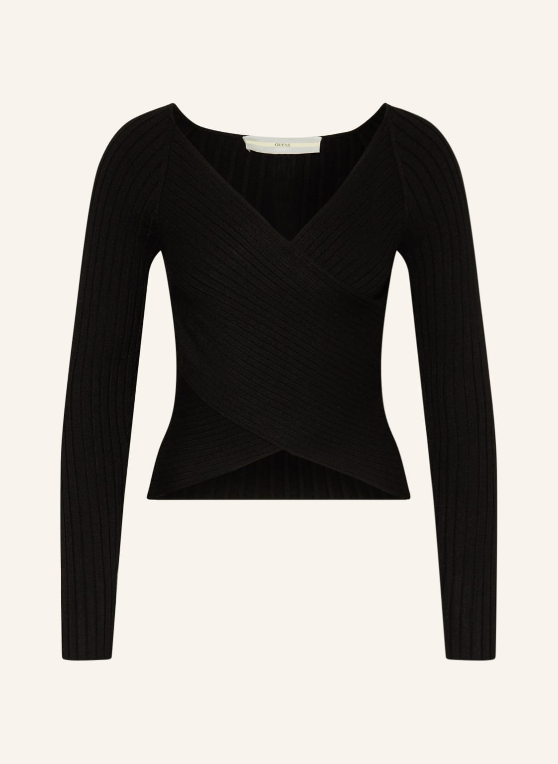 Image of Guess Cropped-Pullover Sabine In Wickeloptik schwarz