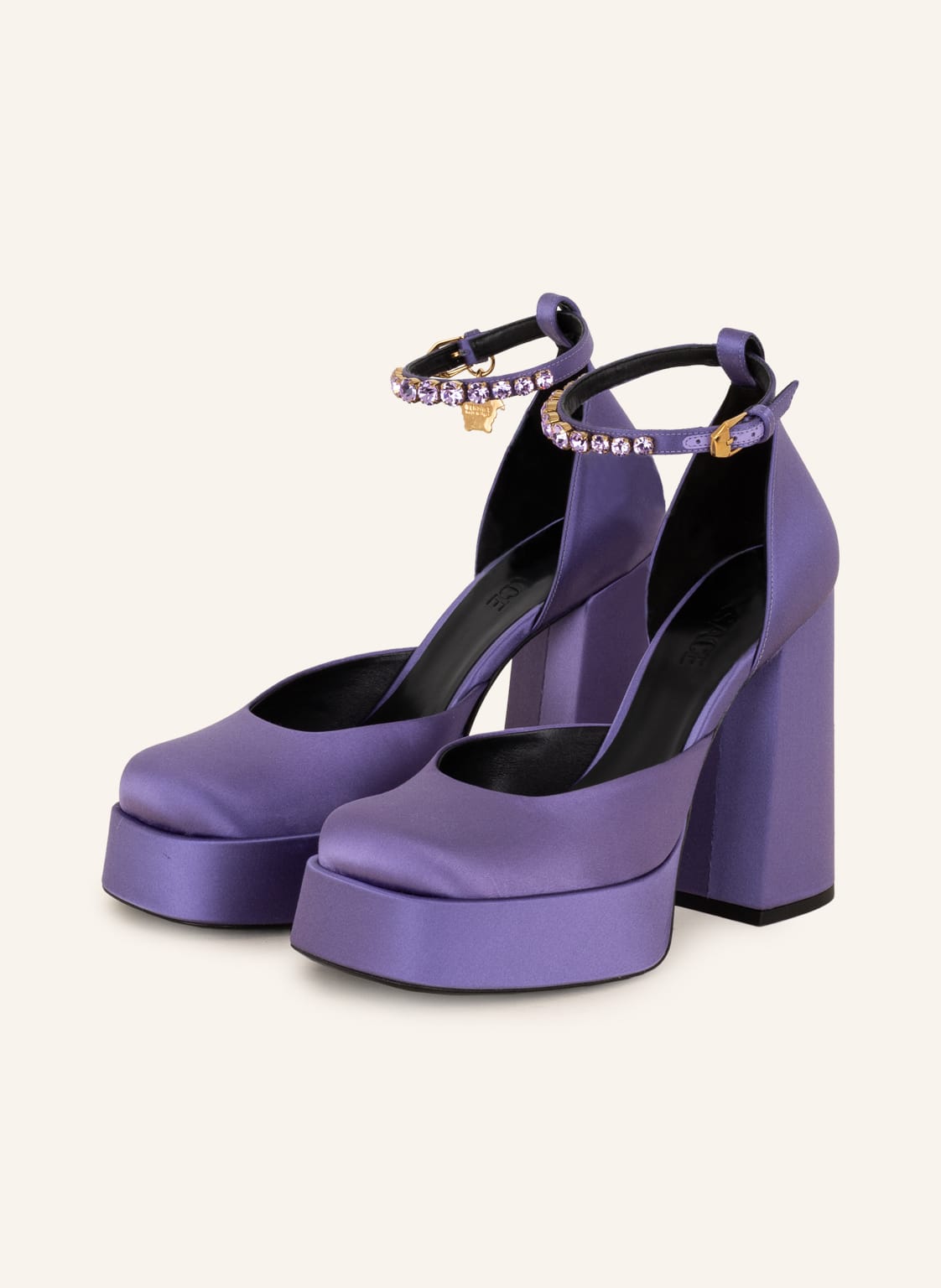 Image of Versace Plateau-Pumps Medusa Mit Schmucksteinen violett