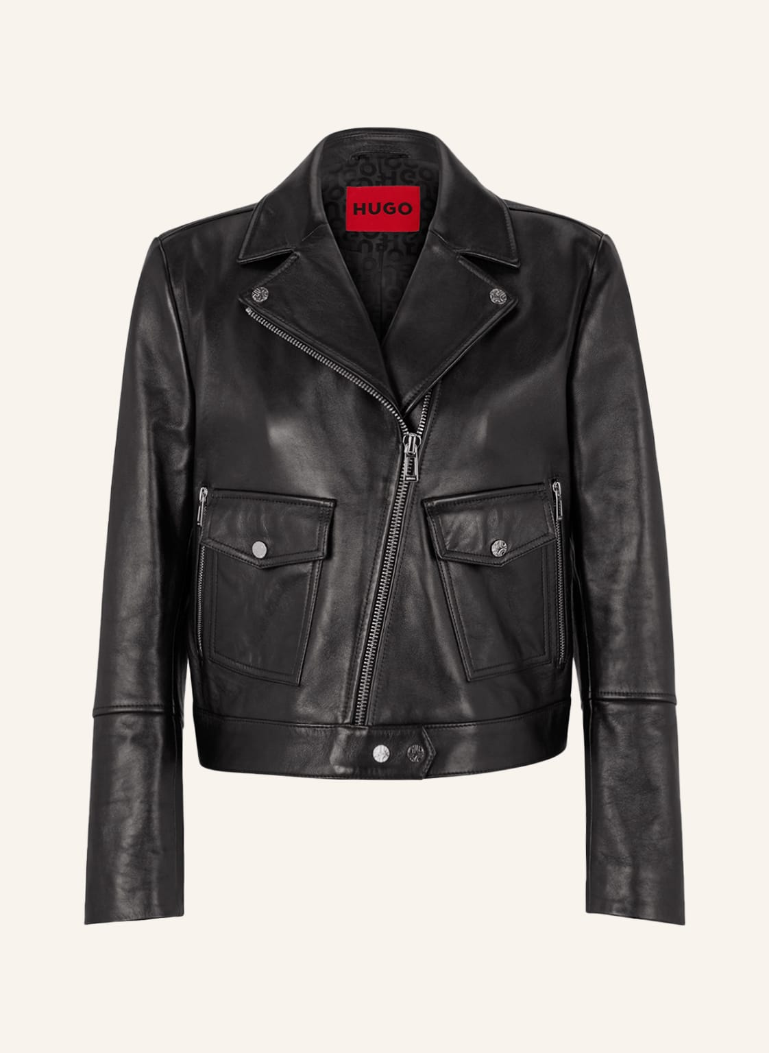 Image of Hugo Lederjacke Lamala schwarz