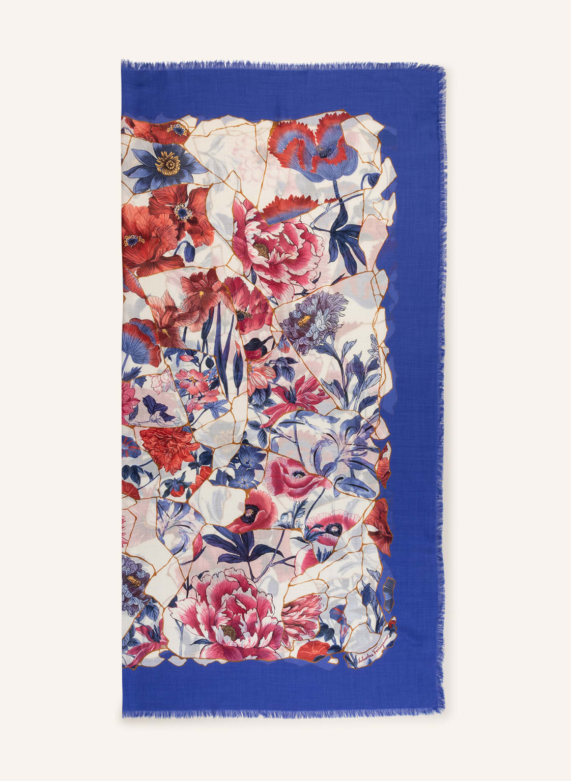 Image of Ferragamo Cashmere-Tuch Kintsugi blau