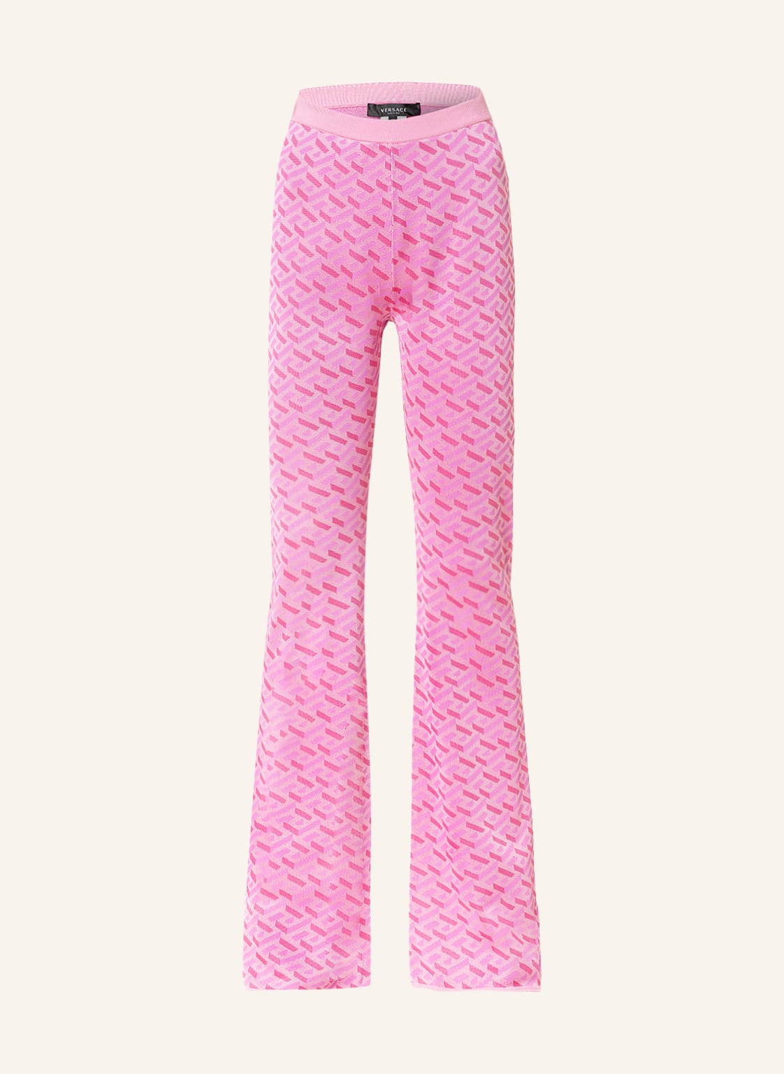 Image of Versace Strickhose La Greca Mit Seide pink