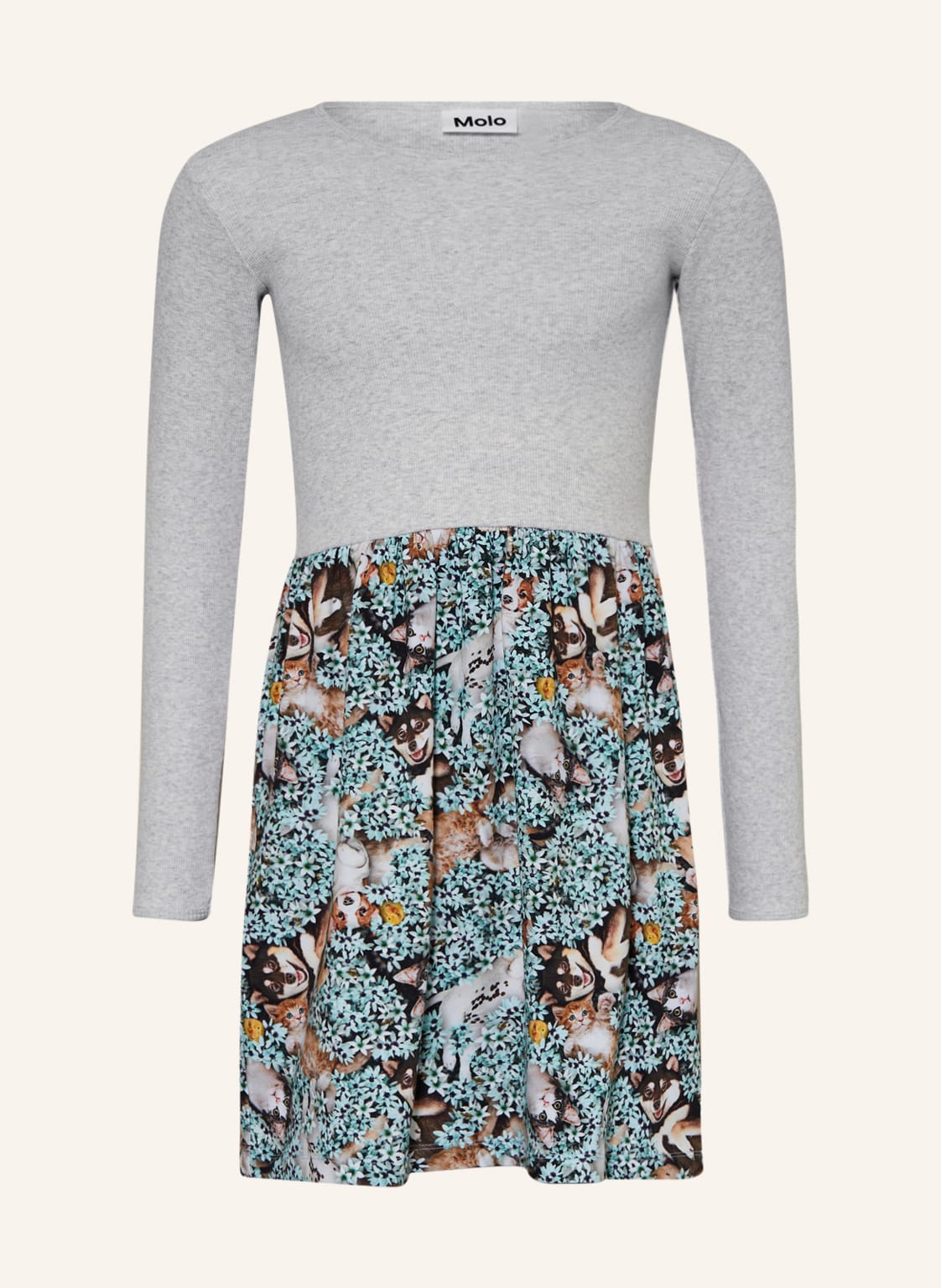 Image of Molo Jerseykleid Roses grau