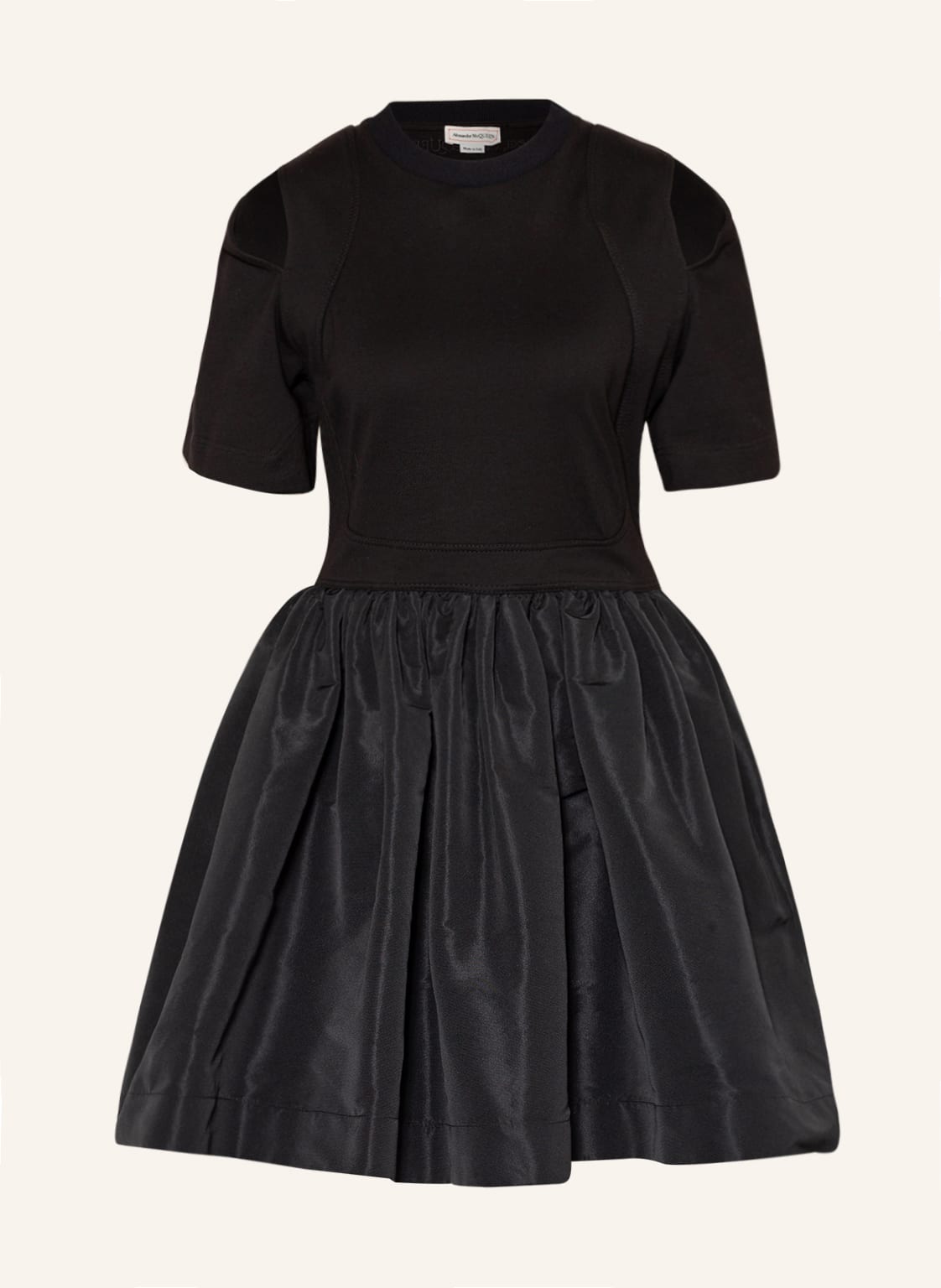 Image of Alexander Mcqueen Cold-Shoulder-Kleid Im Materialmix schwarz