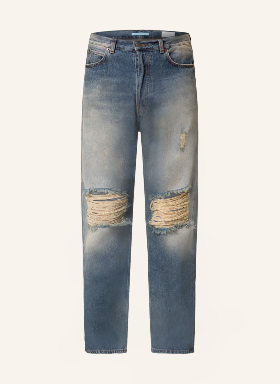 Image of Haikure Destroyed Jeans Louise Straight Fit blau