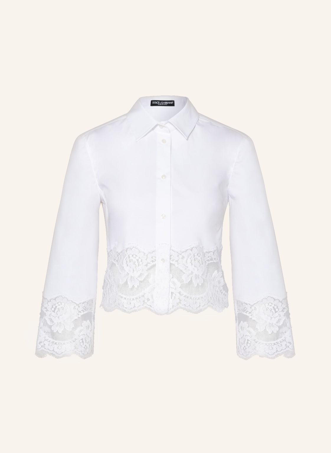Image of Dolce & Gabbana Cropped-Hemdbluse Mit Spitze Und 3/4-Arm weiss