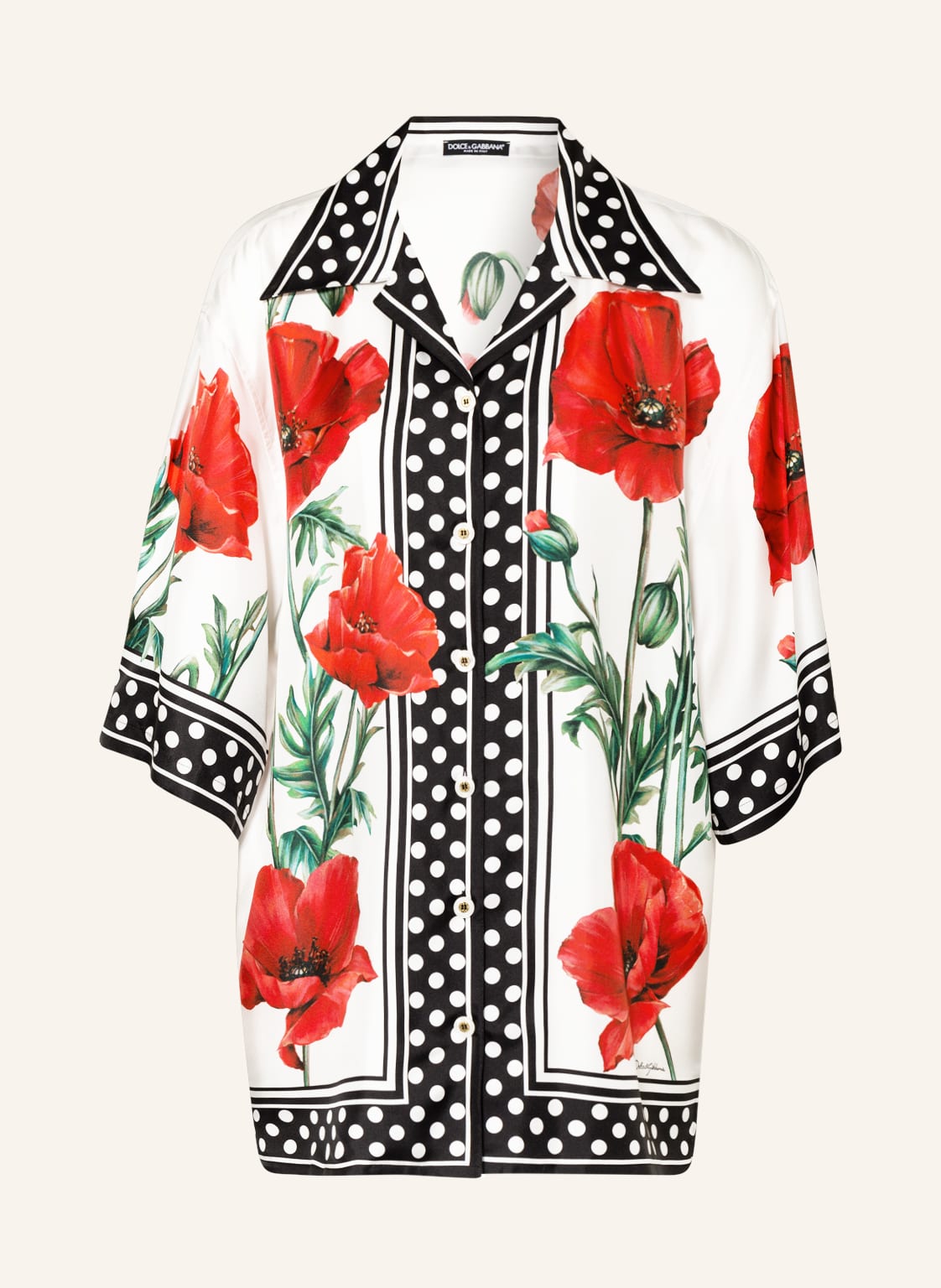 Image of Dolce & Gabbana Oversized-Hemdbluse Aus Seide rot