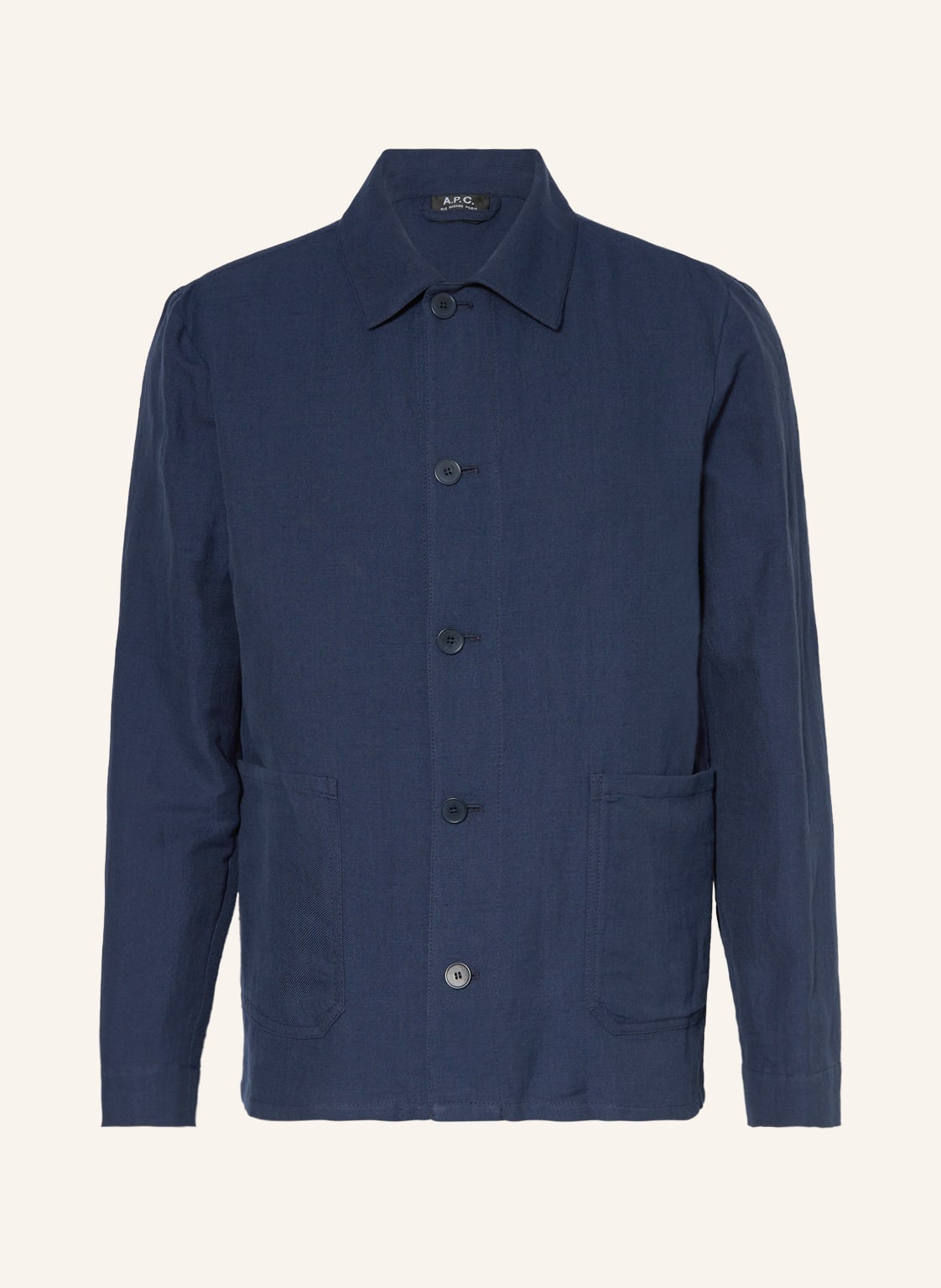 Image of A.P.C. Overshirt Kerlouan Mit Leinen blau