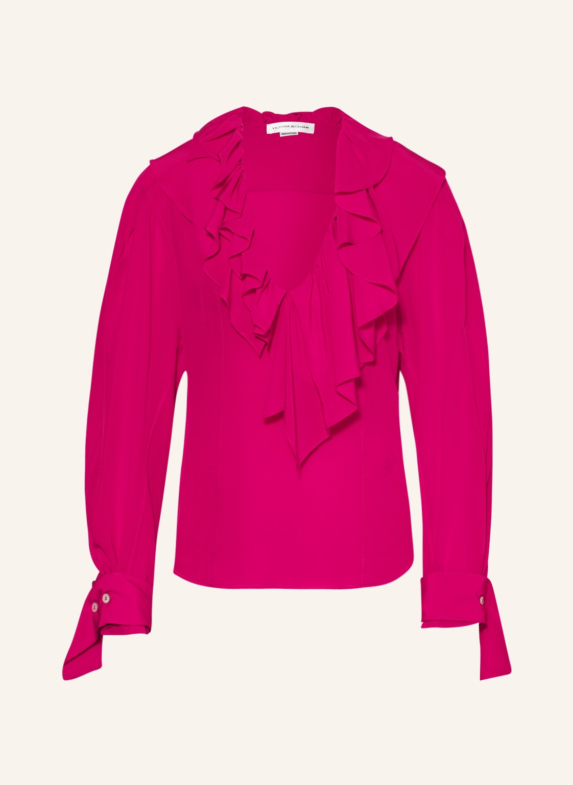 Image of Victoriabeckham Blusenshirt Aus Seide Mit Volants pink