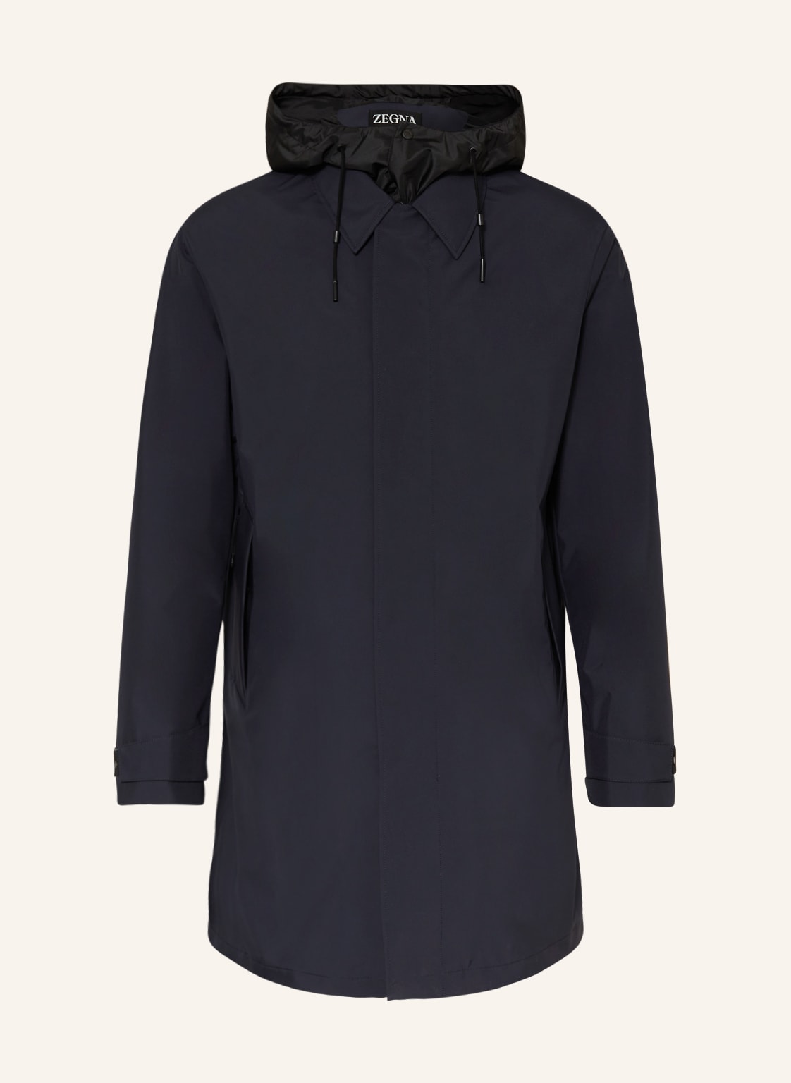 Image of Zegna Mantel Mit Abnehmbarer Kapuze blau